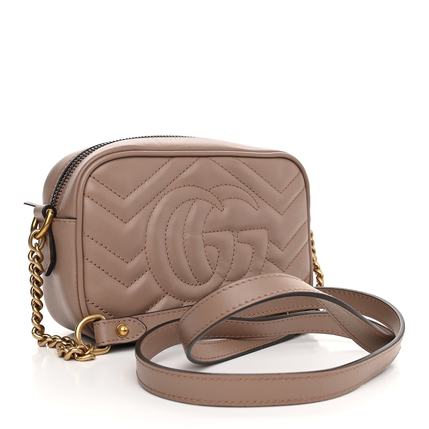 Calfskin Matelasse Mini GG Marmont Chain Shoulder Bag Porcelain Rose