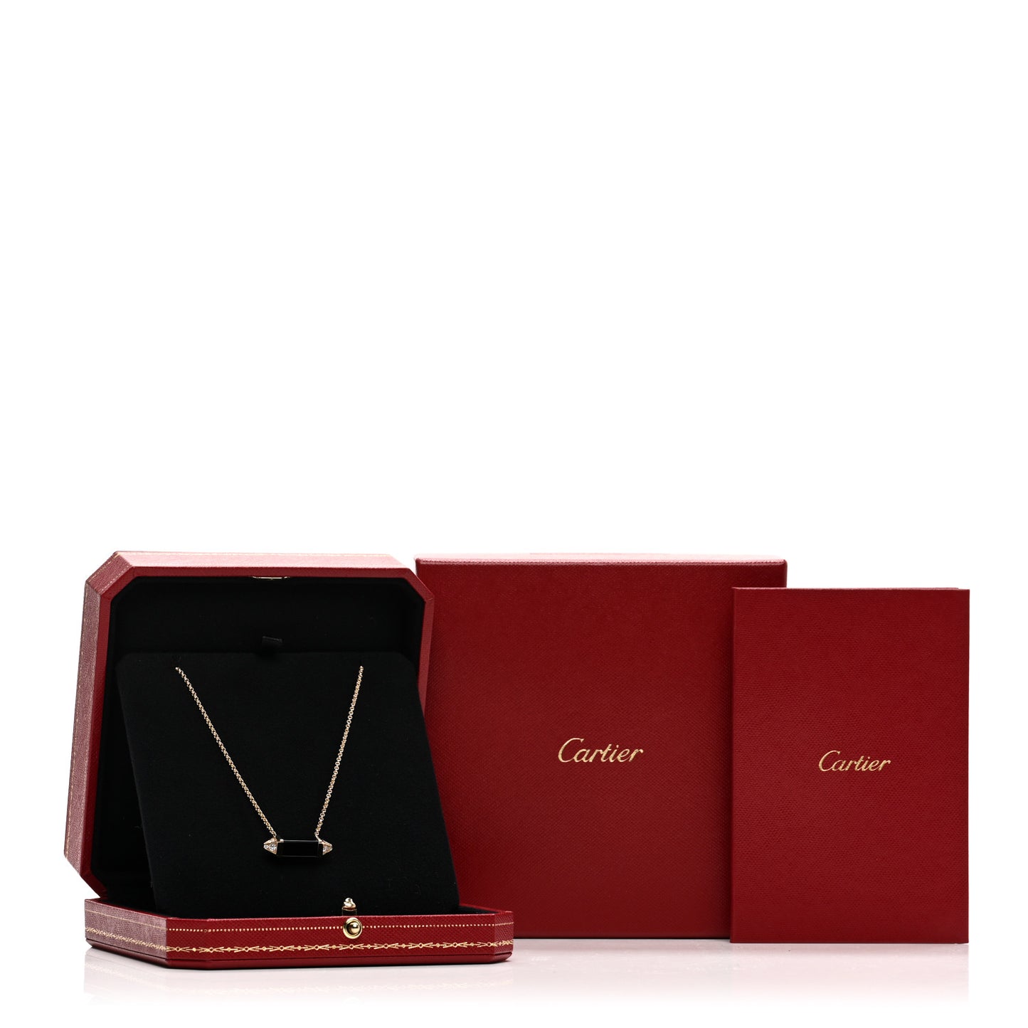 18K Yellow Gold Diamond Black Onyx Les Berlingots de Cartier Medium Necklace