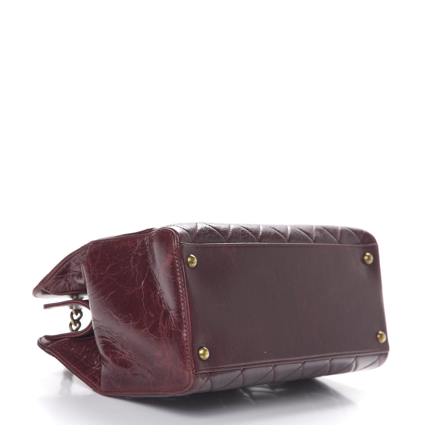Glazed Calfskin Perfect Edge Tote Bordeaux