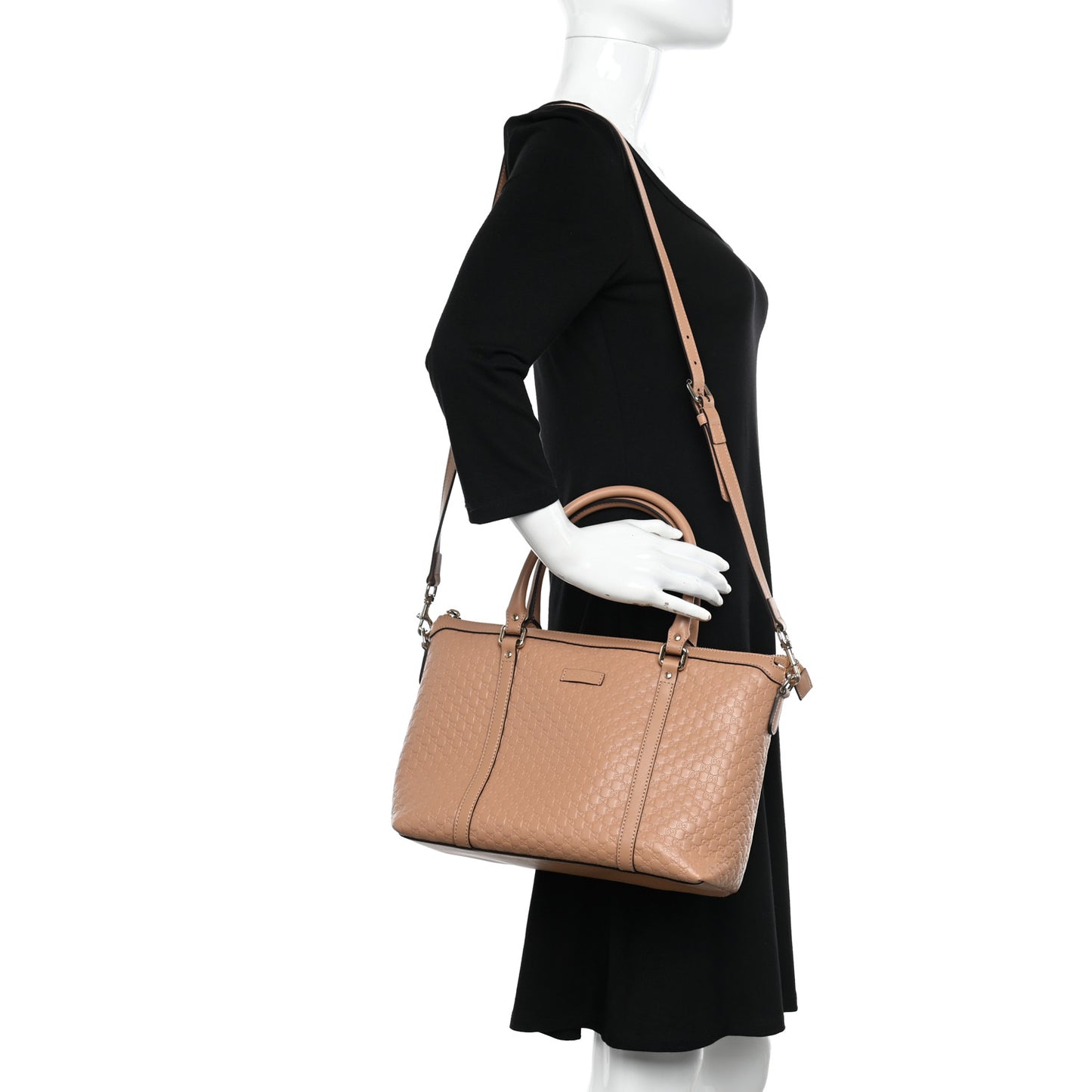 Soft Microguccissima Small Zippered Satchel Camelia