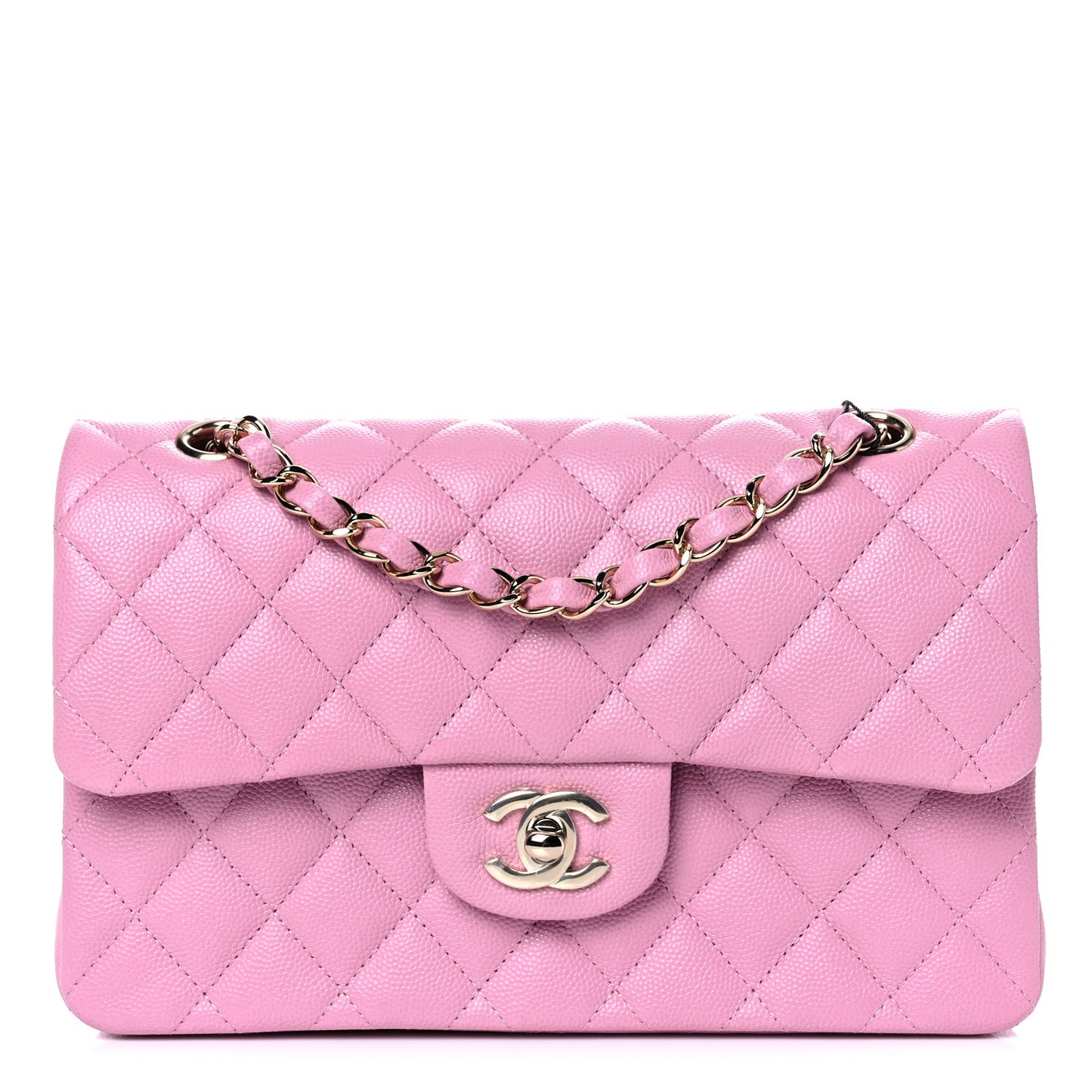 Caviar Quilted Small Double Flap Pink