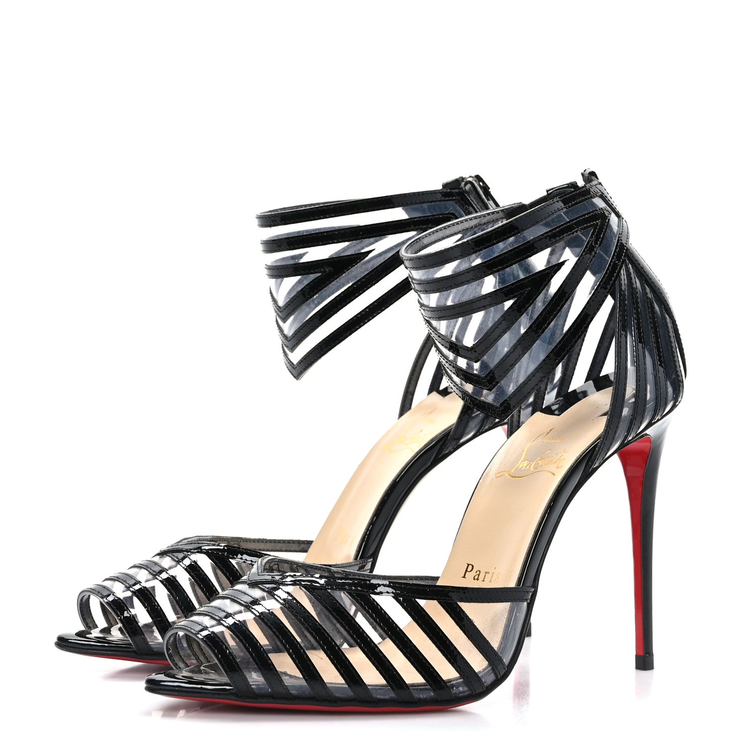 Christian Louboutin Specchio PVC Maratena 100 Sandal Heels 37.5 Black 3 of 7