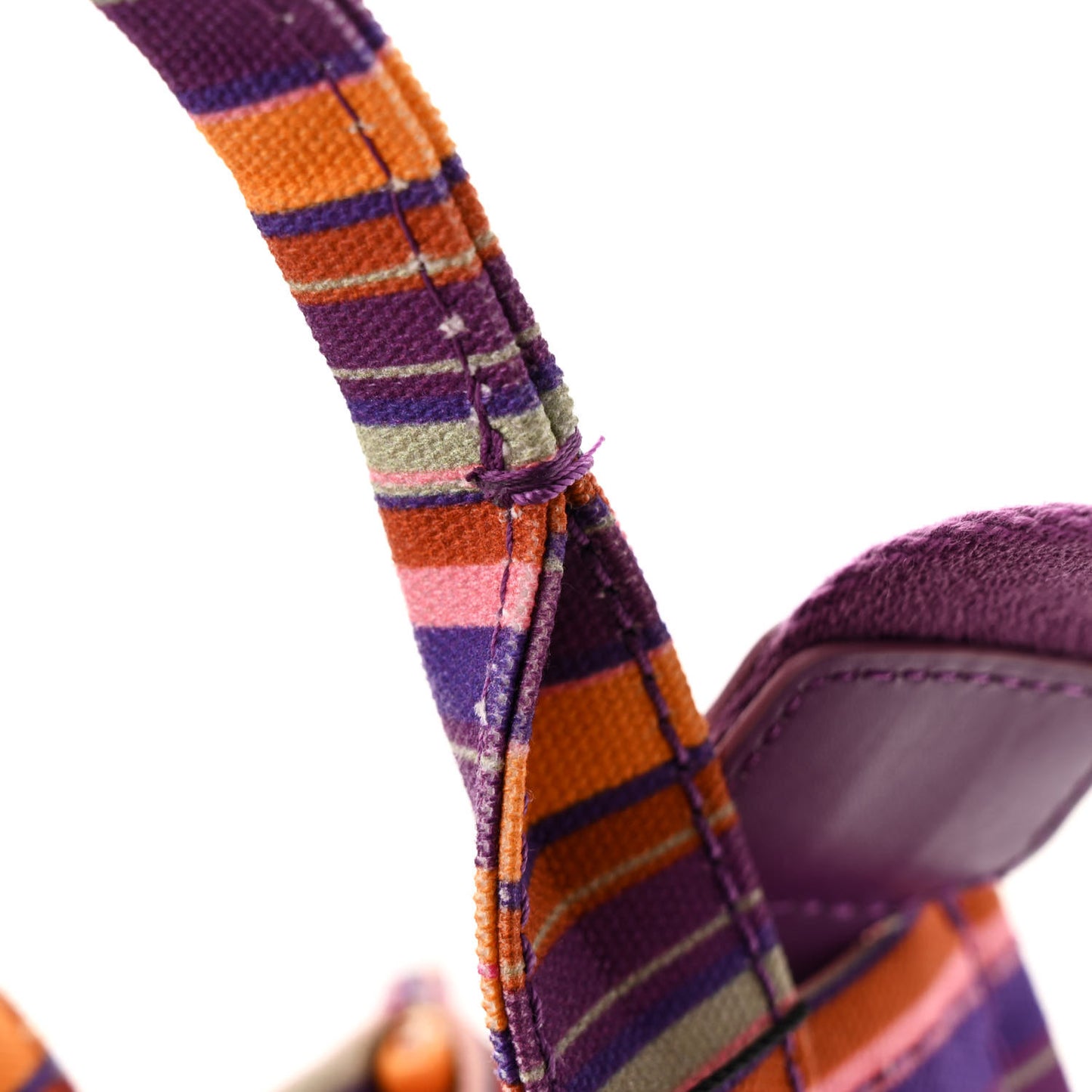 Cotton Canvas Striped Mini The Traveler Tote Bag Purple Multicolor