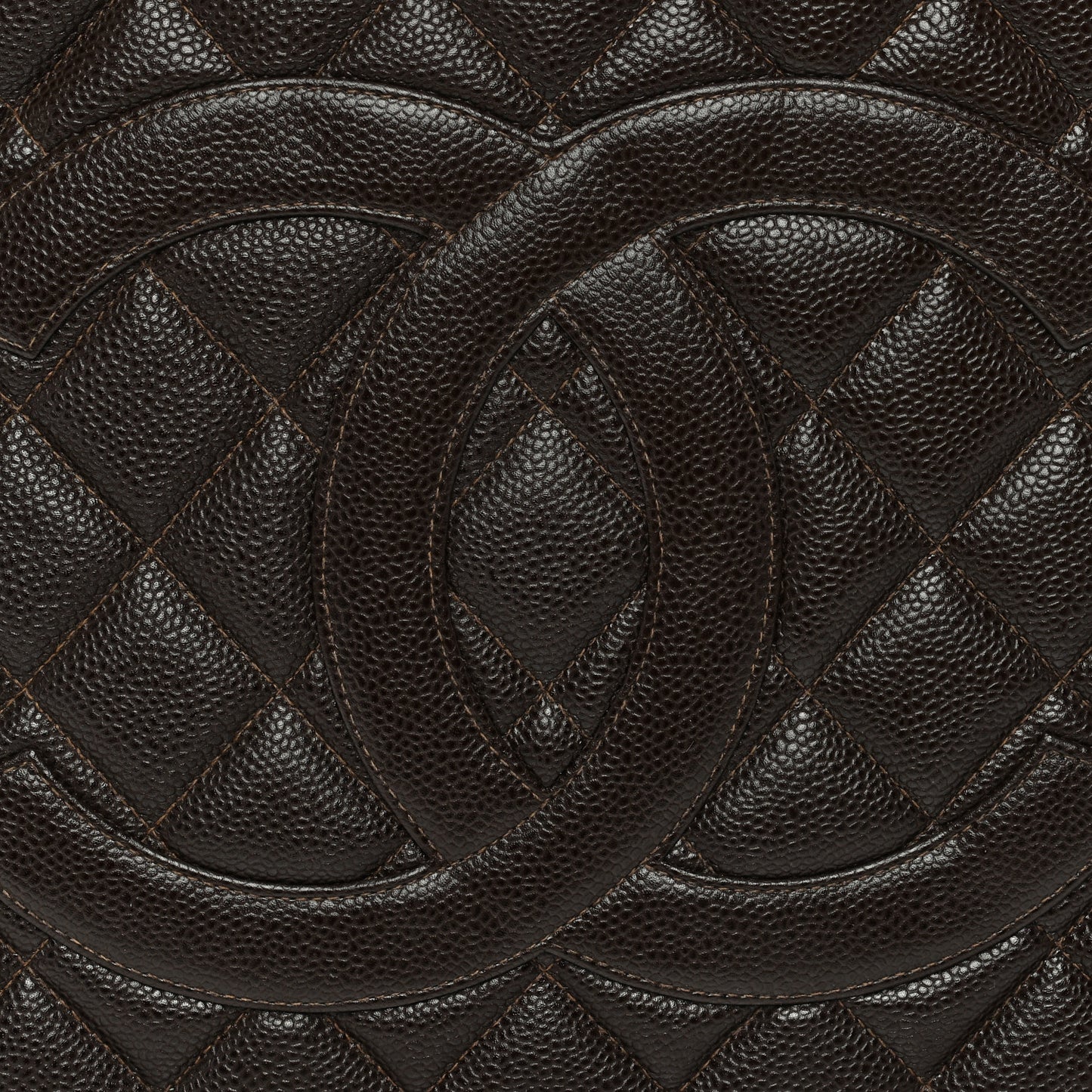 Caviar Quilted Medallion Tote Dark Brown