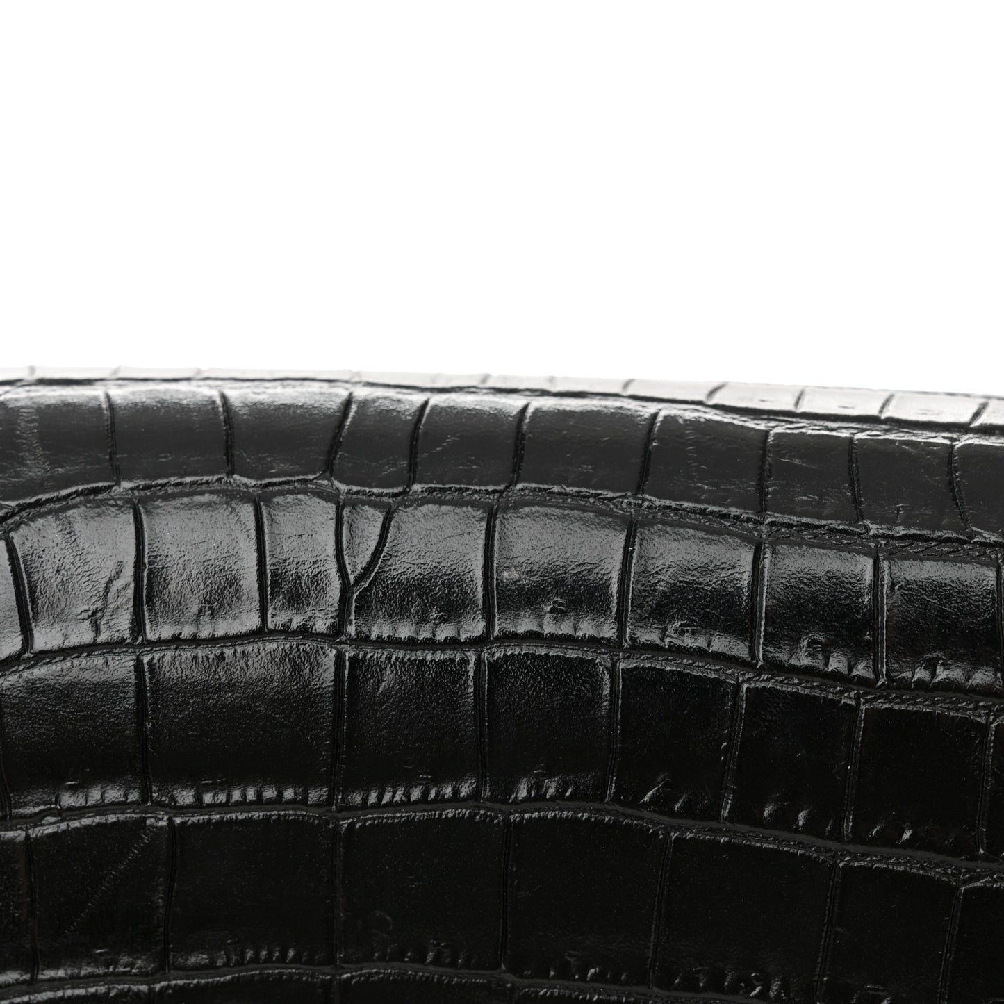 Calfskin Crocodile Embossed Small Classic Monogram Kate Tassel Satchel Black