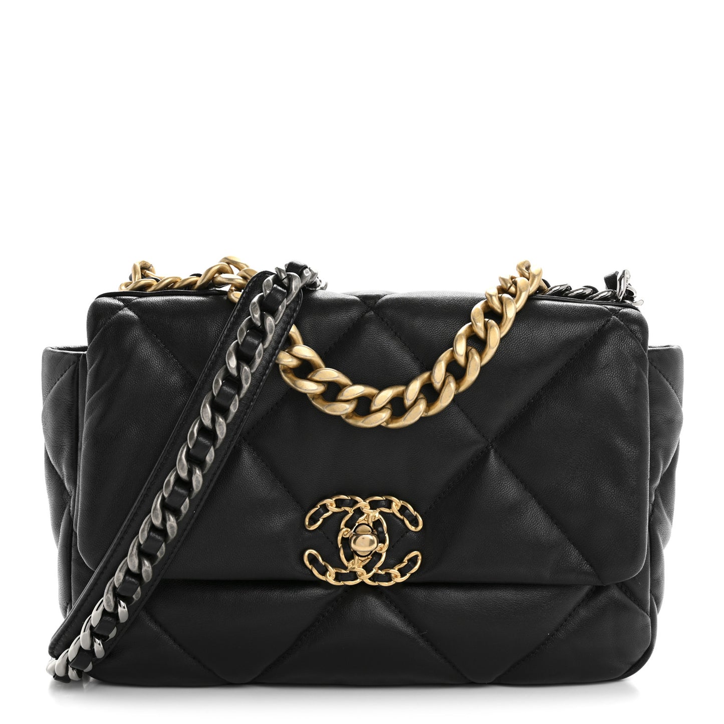 Lambskin Quilted Medium Chanel 19 Flap Black