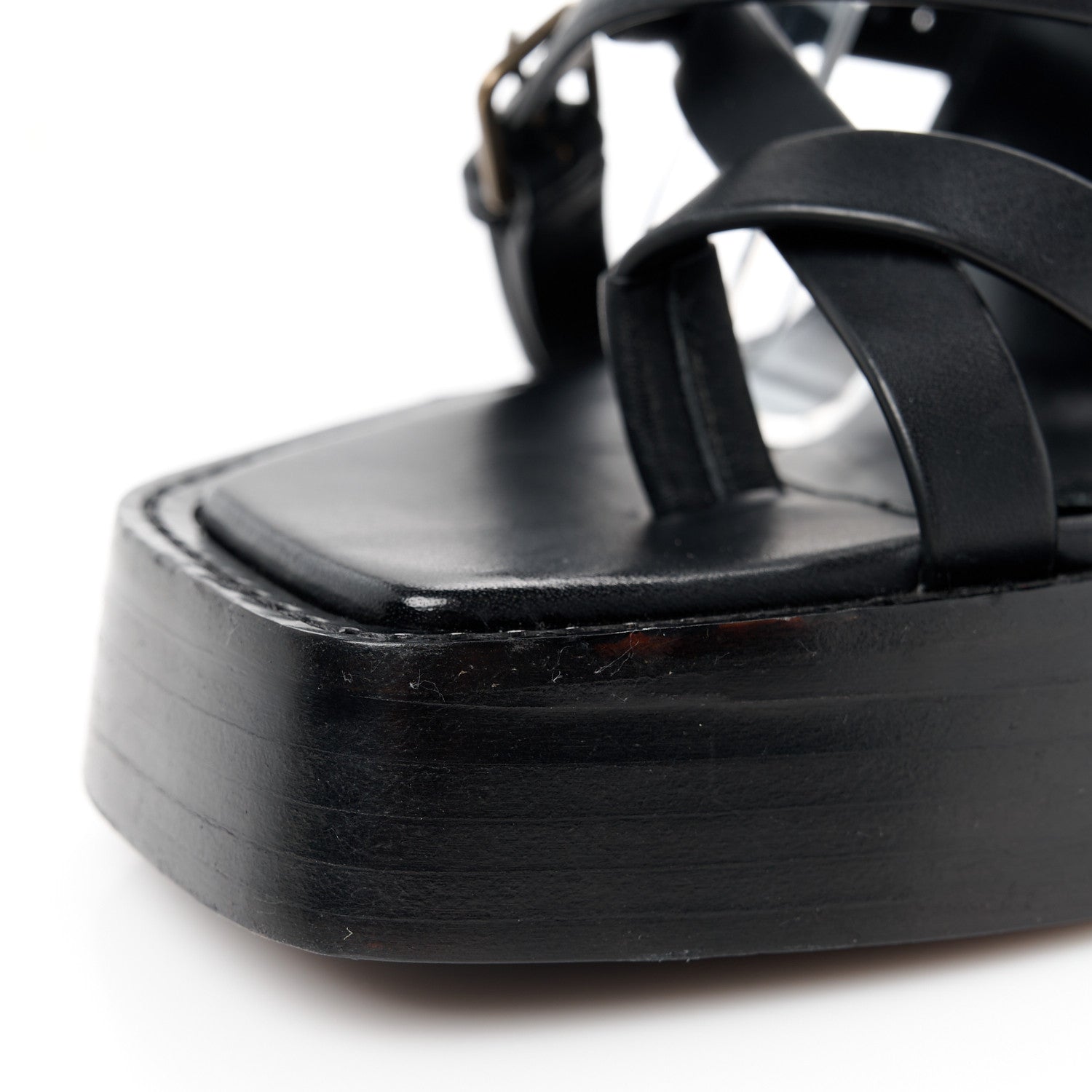 Saint Laurent Calfskin Platz Platform Sandals 39 Black 10 of 11