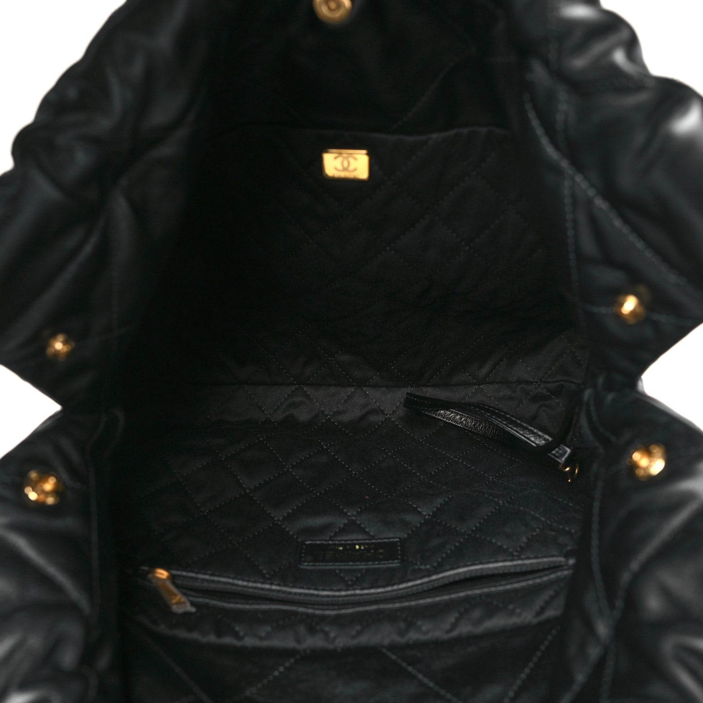 Shiny Calfskin Quilted Small Chanel 22 Black