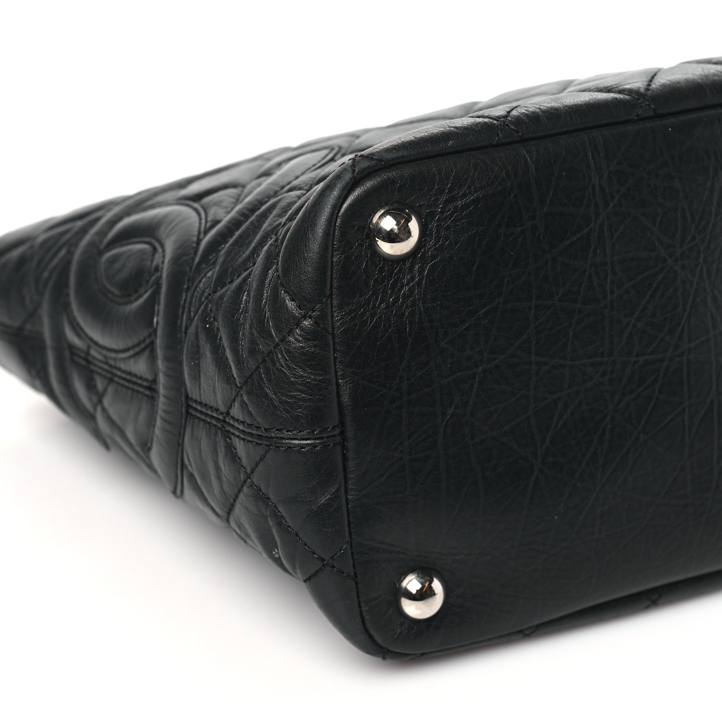 Aged Calfskin Quilted Large Cotton Club Tote Black