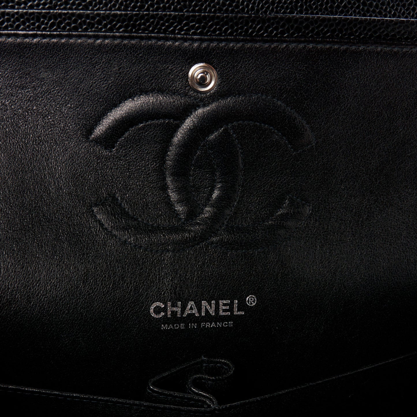 Caviar Quilted Medium Double Flap Black