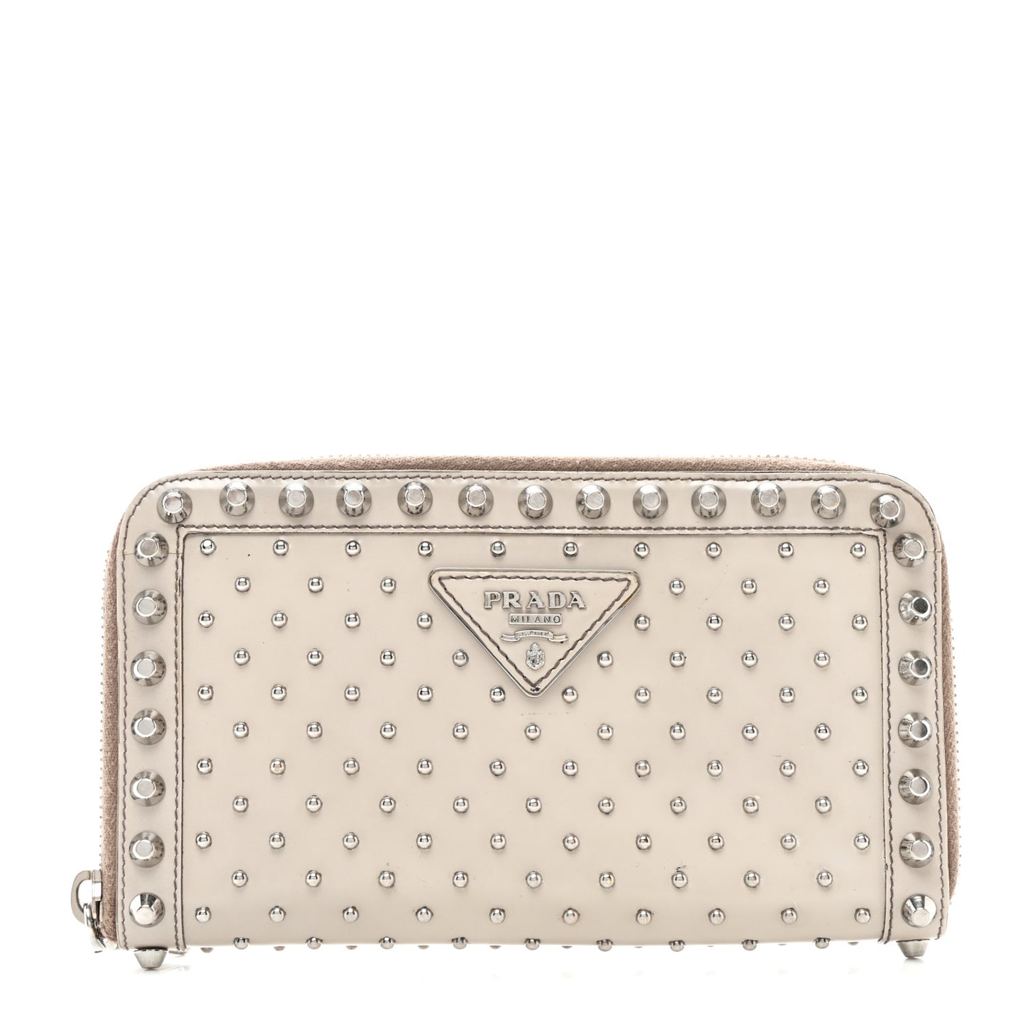 Spazzolato Studded Zip Around Wallet Quarzo