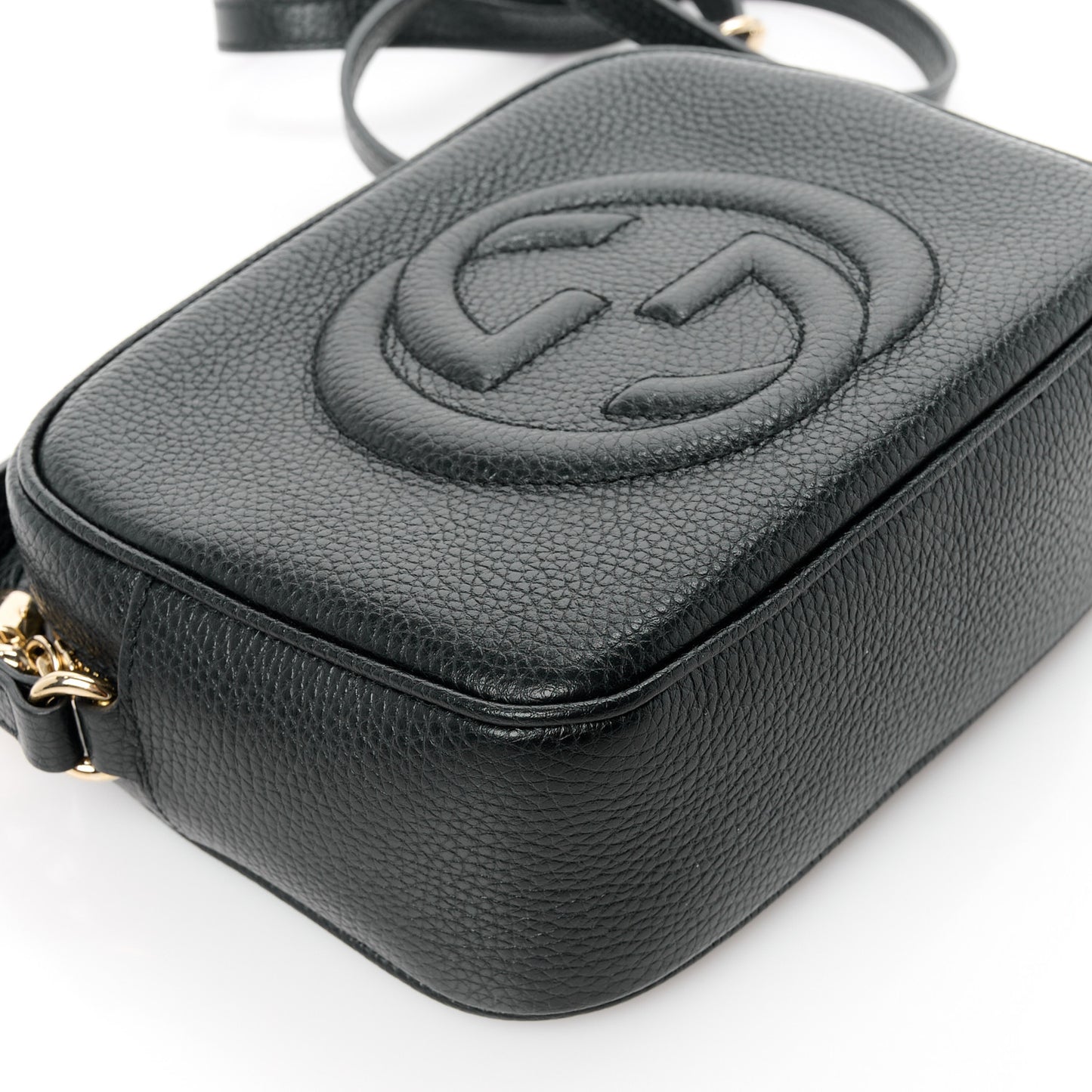 Pebbled Calfskin Small Soho Disco Bag Black