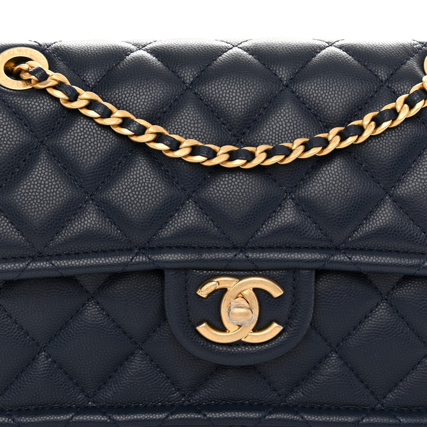 Caviar Quilted Medium Sweet Classic Flap Navy Blue