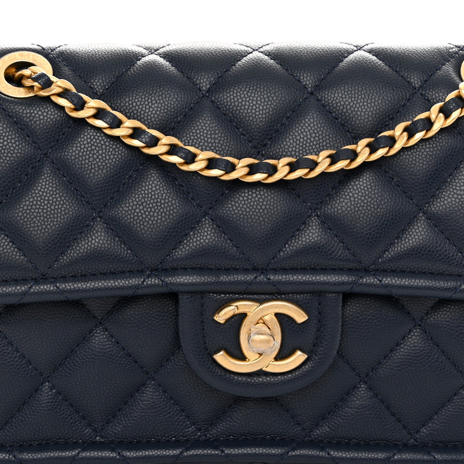 Chanel Caviar Quilted Medium Sweet Classic Flap Navy Blue 8 of 10