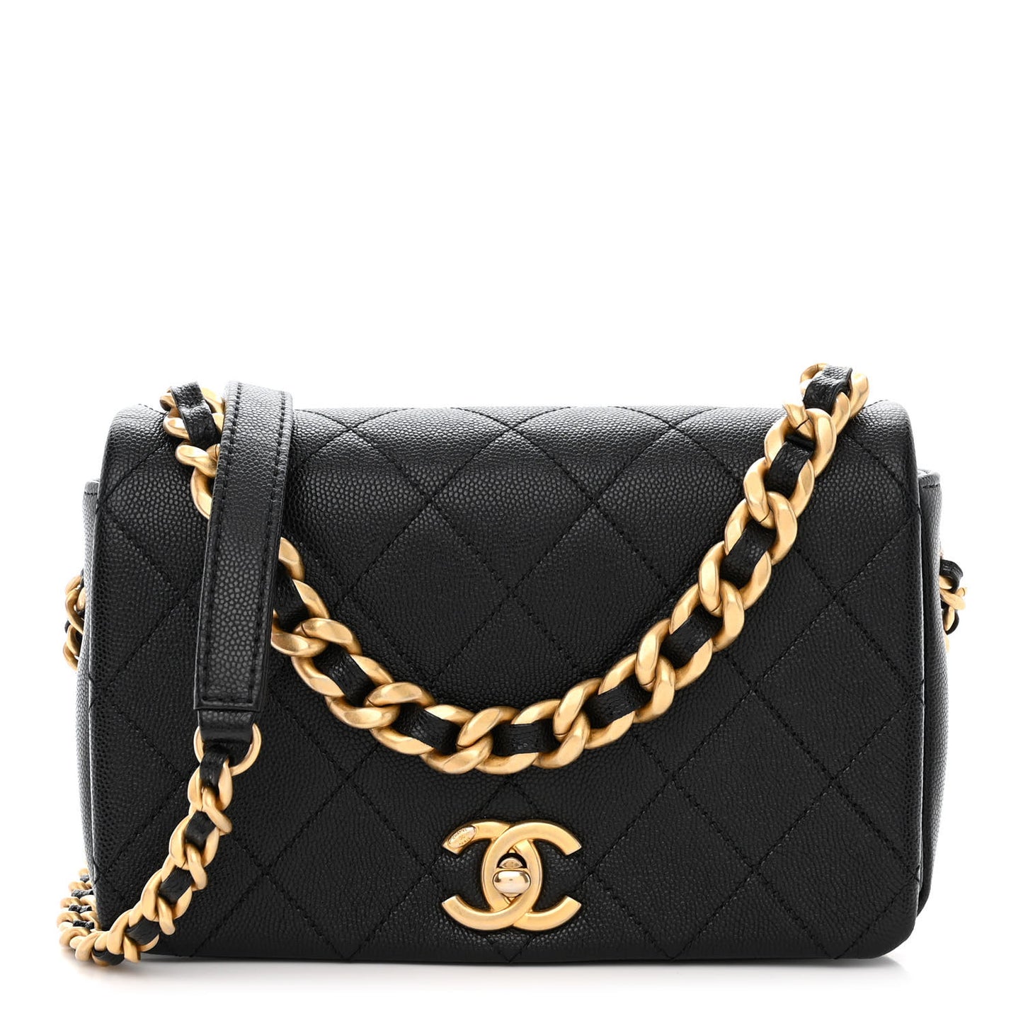 Caviar Quilted Small Fashion Therapy Flap Bag Black