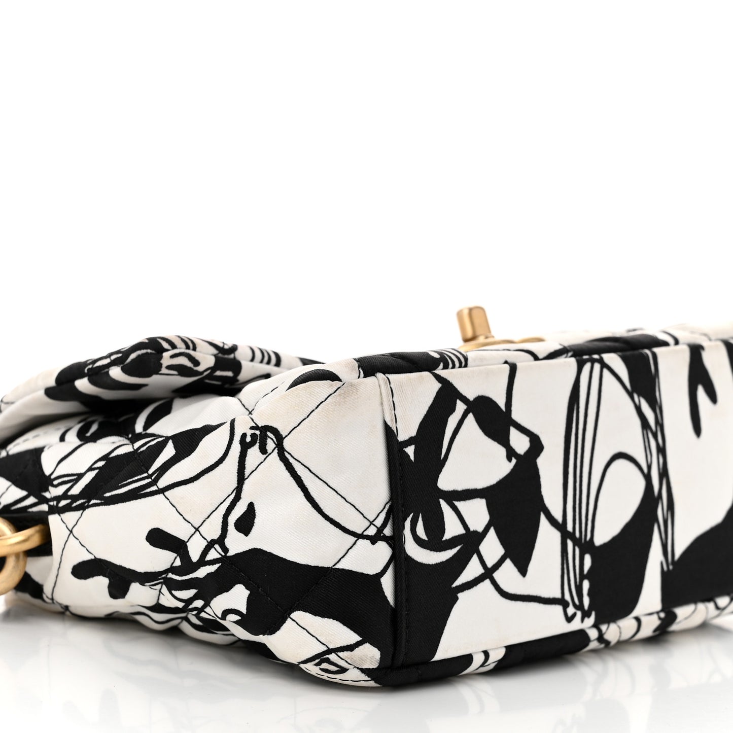 Canvas Printed Deer Coco Mini Single Flap White Black