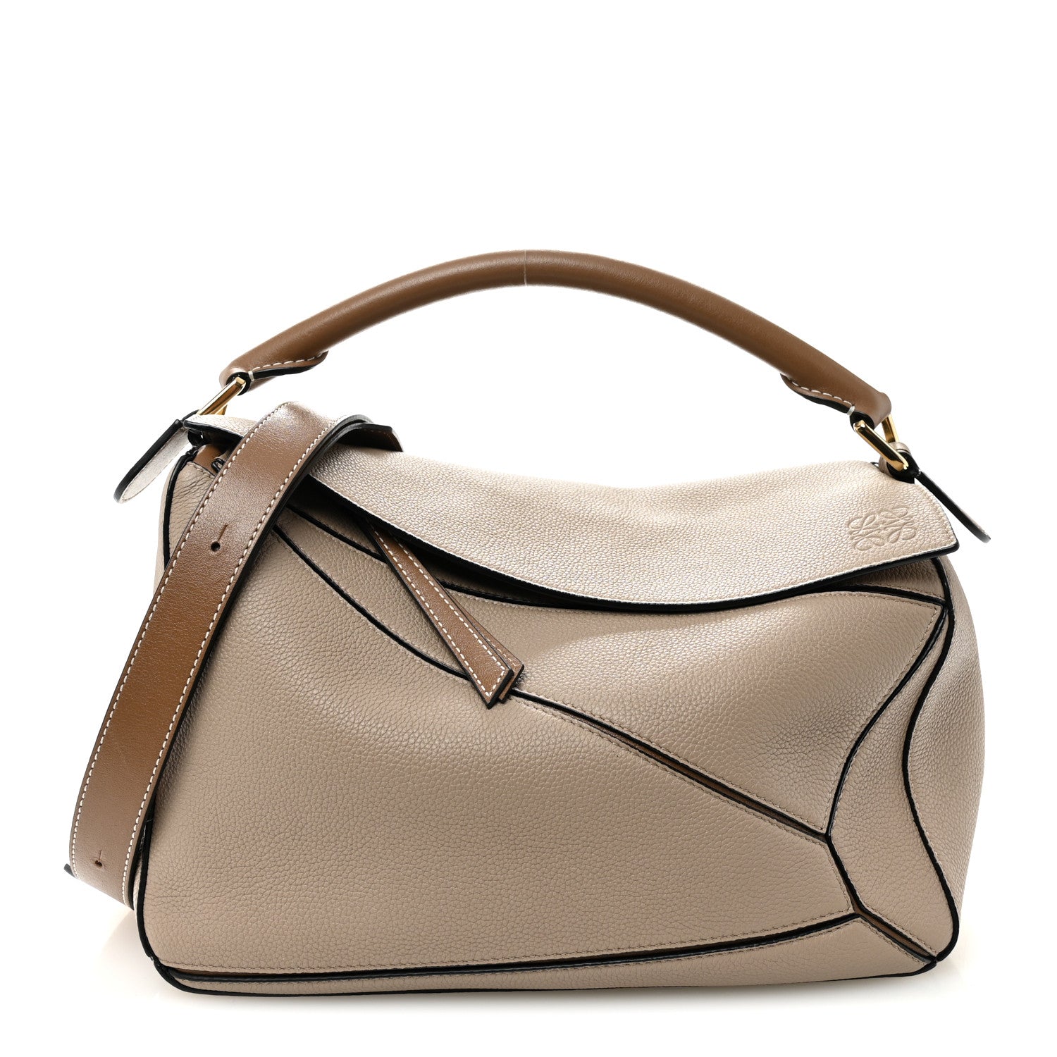 Loewe Grained Calfskin Medium Puzzle Bag Sand Mink 1867945