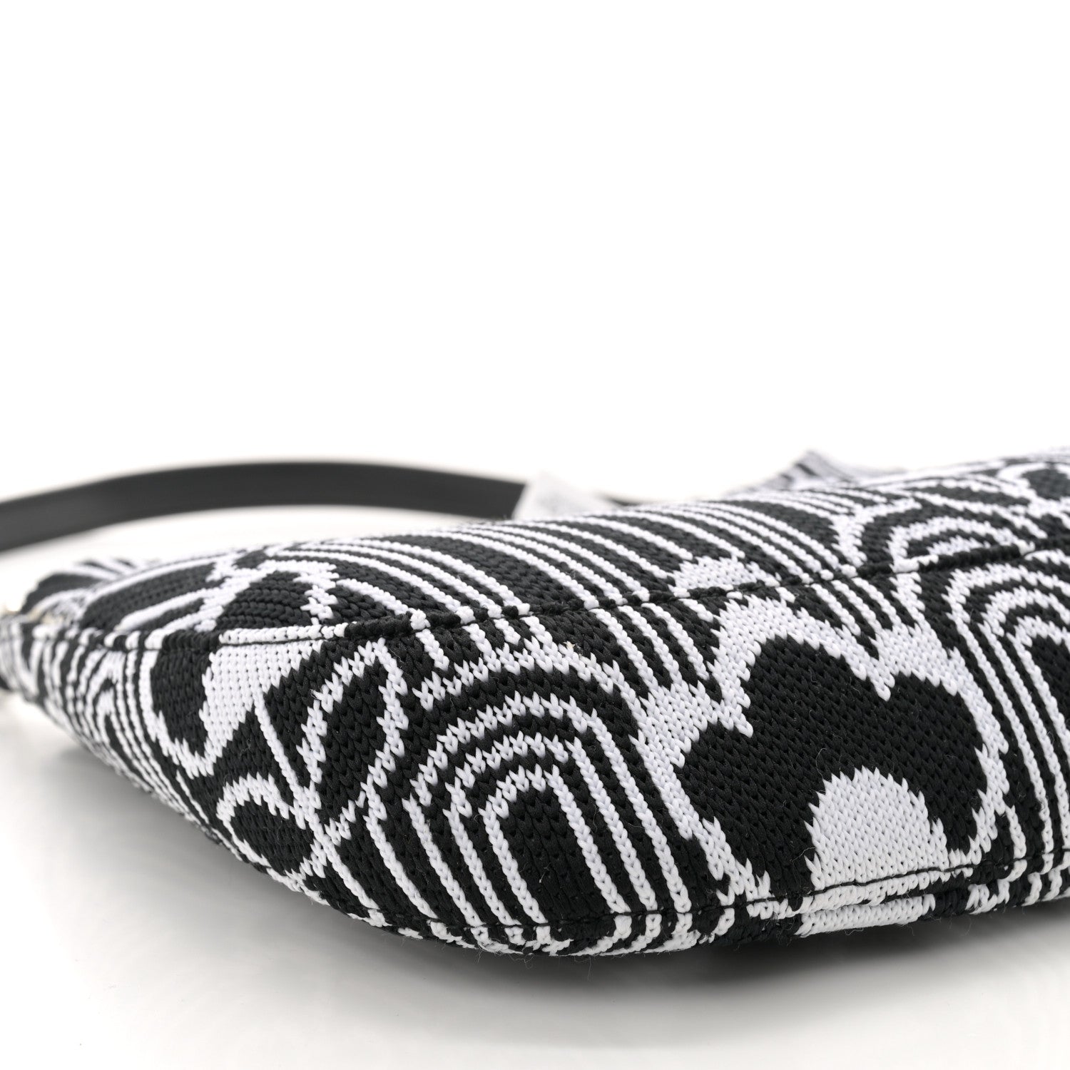 Prada Maglia Jacquard Cleo Shoulder Bag Black White 8 of 9