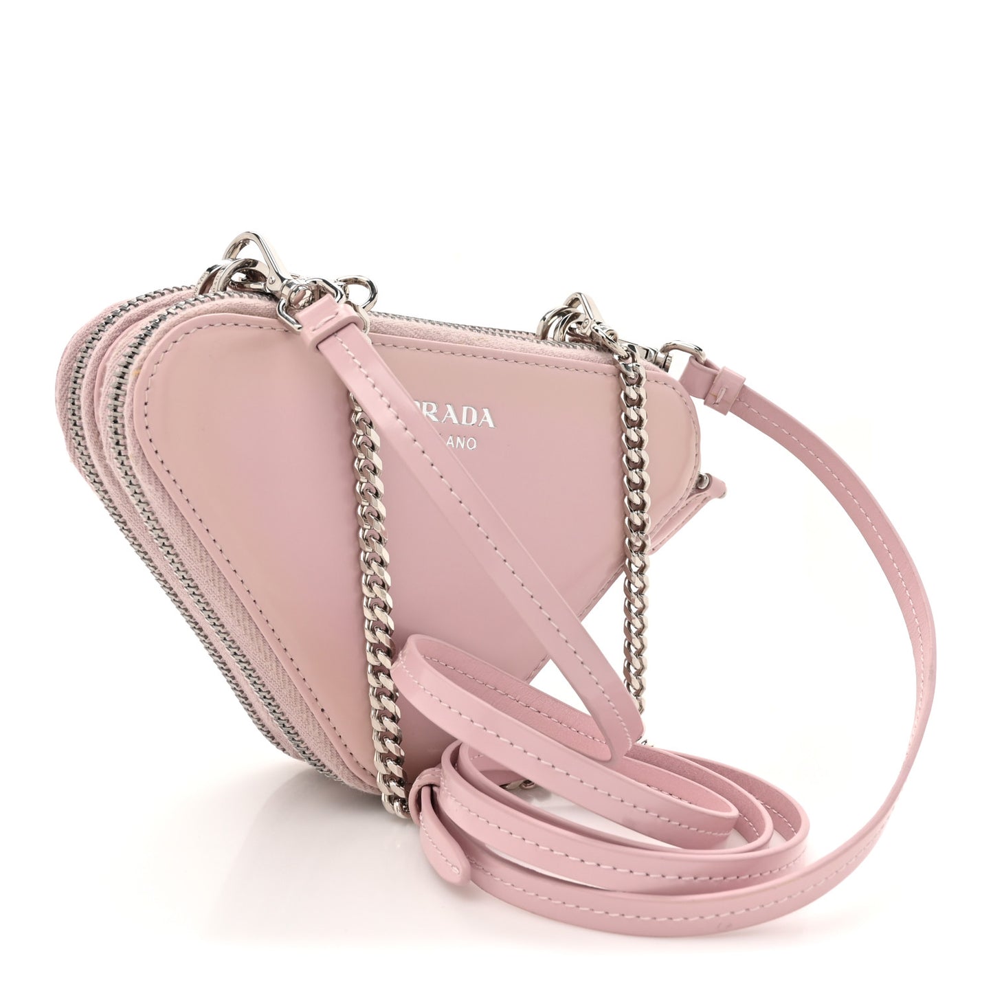 Satin Crystal Mini Triangle Crossbody Pouch Alabastro
