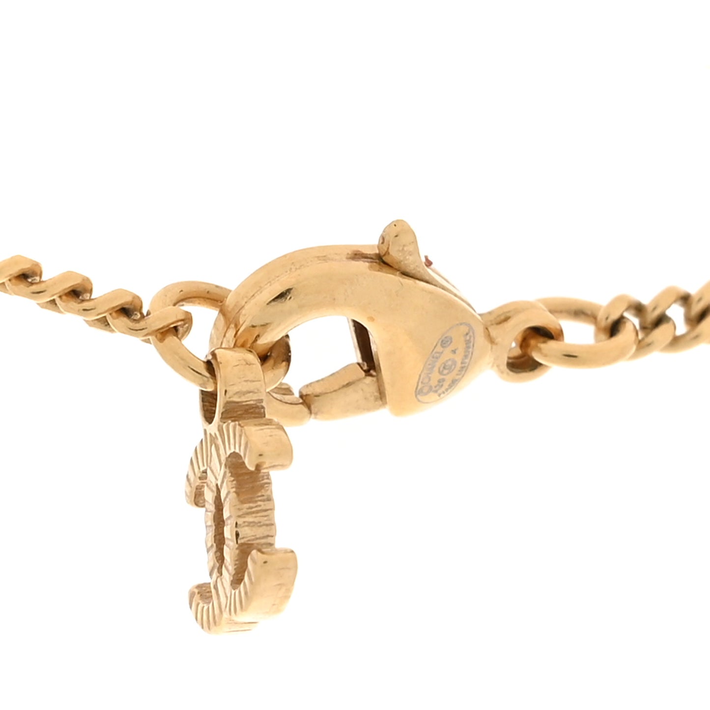 Enamel Crystal Pearl CC Camellia Necklace Gold Black