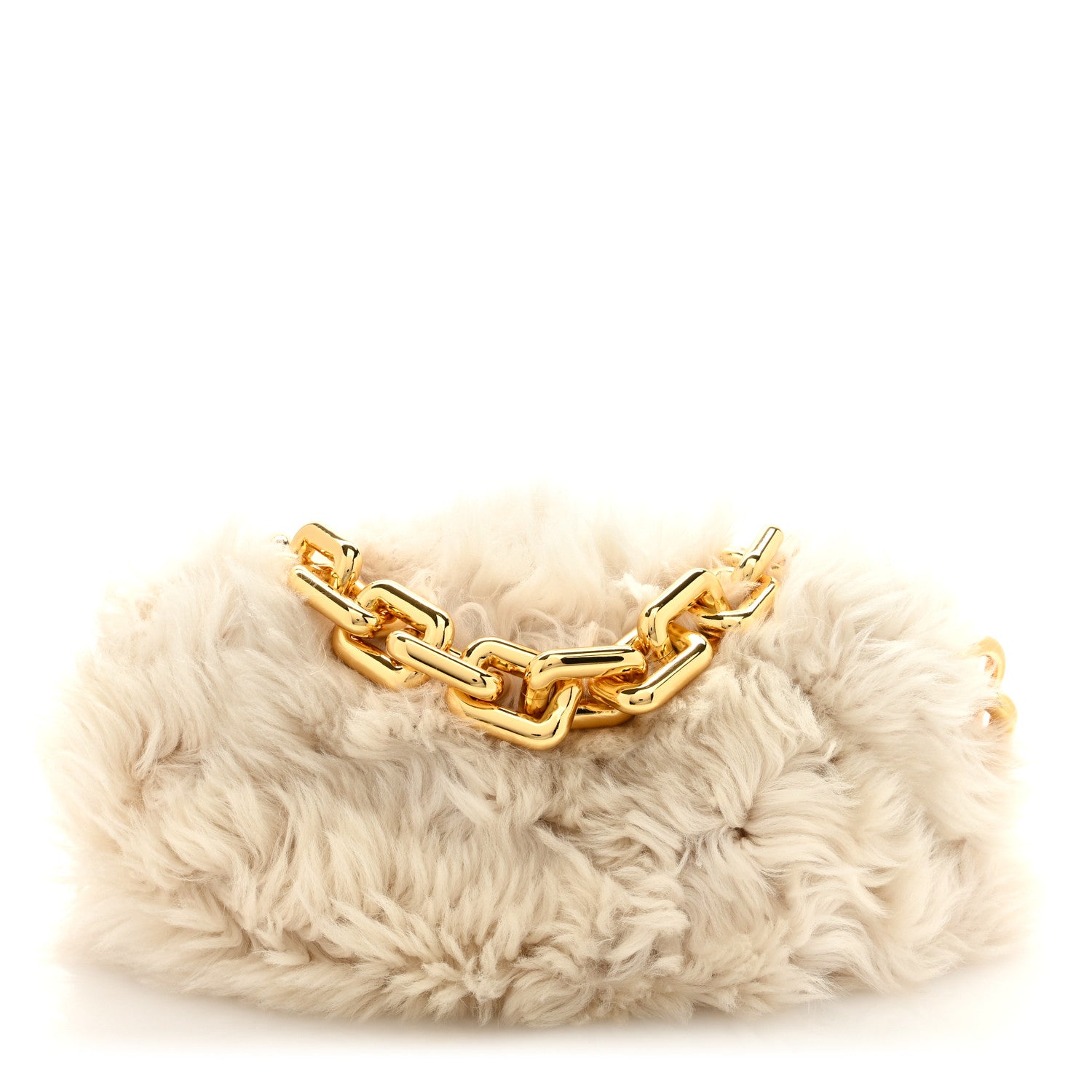 Bottega Veneta Shearling Lambskin The Pouch Chain White 1 of 8
