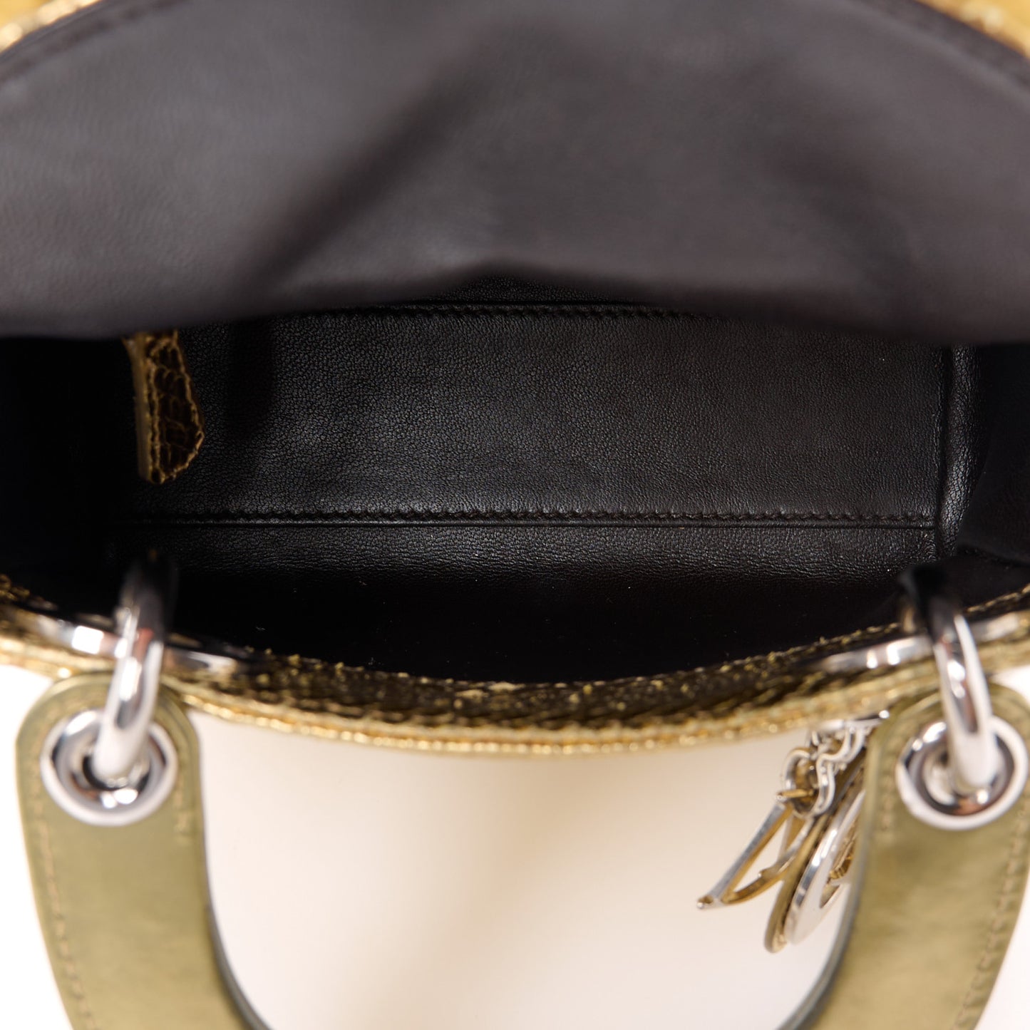 Metallic Snakeskin Mini Lady Dior Gold