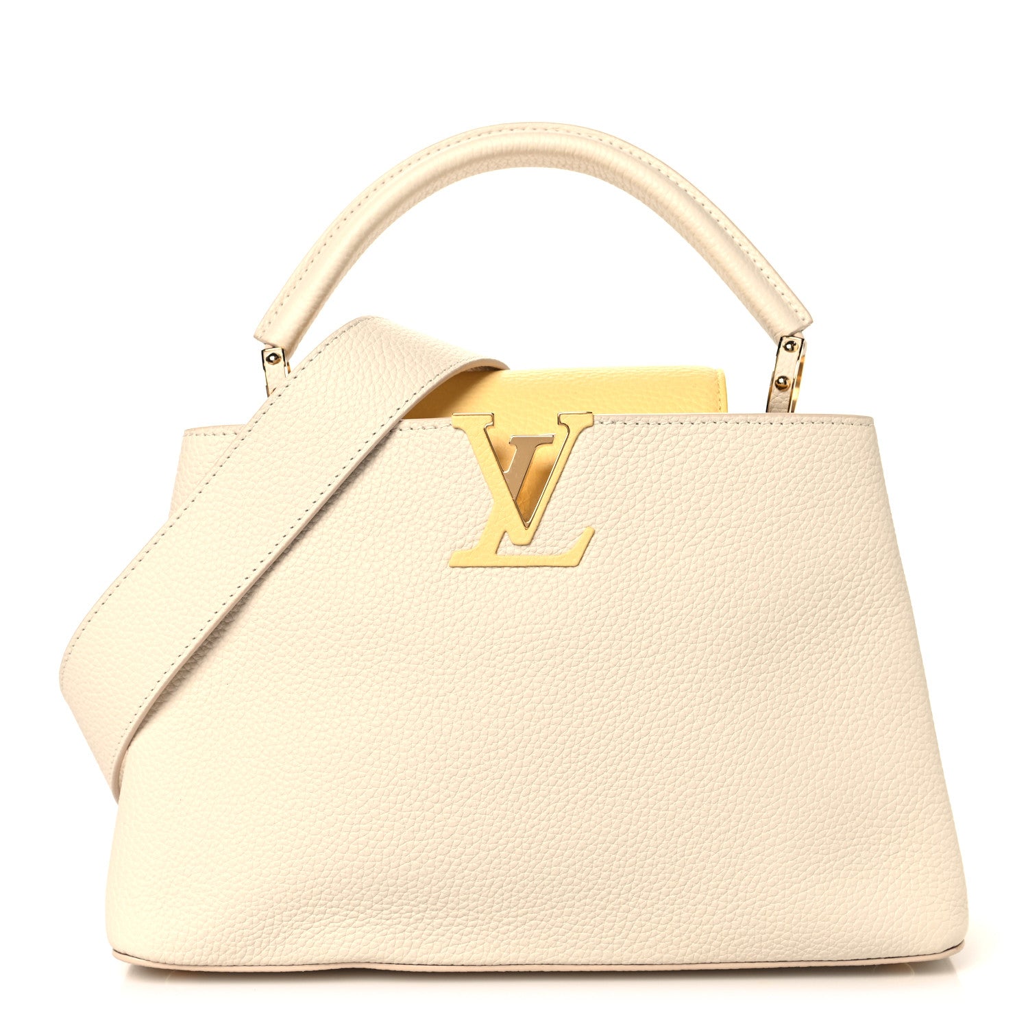 Louis Vuitton Taurillon Capucines MM Cream Plume Yellow 1845652