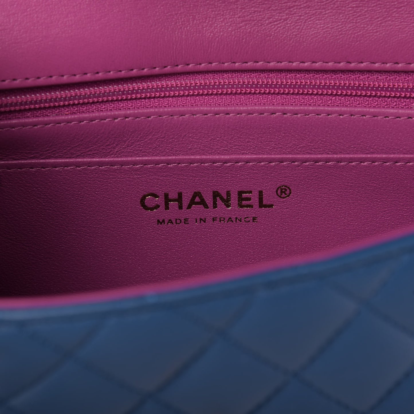Lambskin Quilted Mini Rectangular Flap Blue Purple