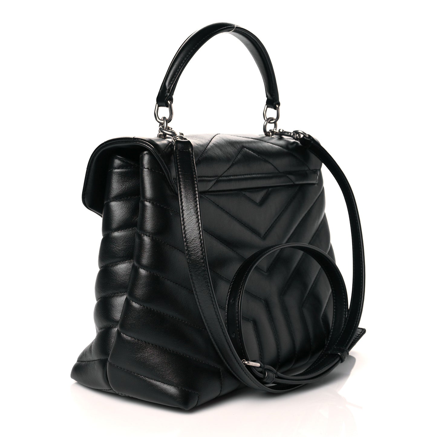 Calfskin Y Quilted Monogram Medium Loulou Satchel Black