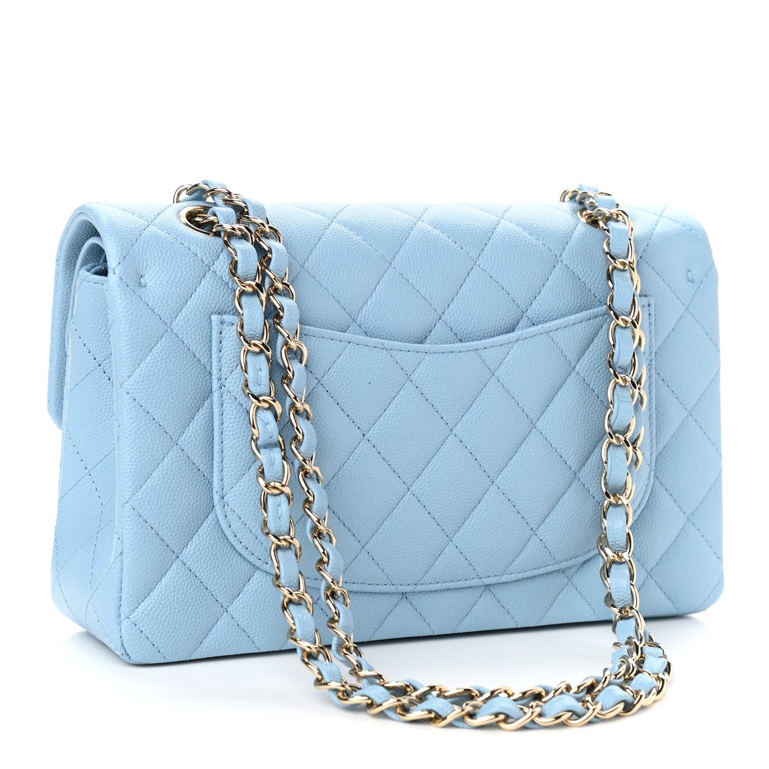 Chanel Caviar Quilted Small Double Flap Light Blue 2 of 10