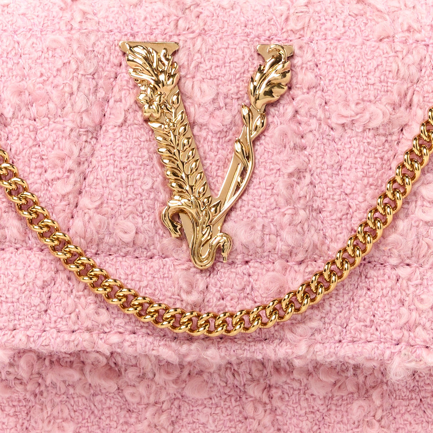 Versace Tweed Lambskin Virtus Mini Chain Bag Pale Pink 9 of 11