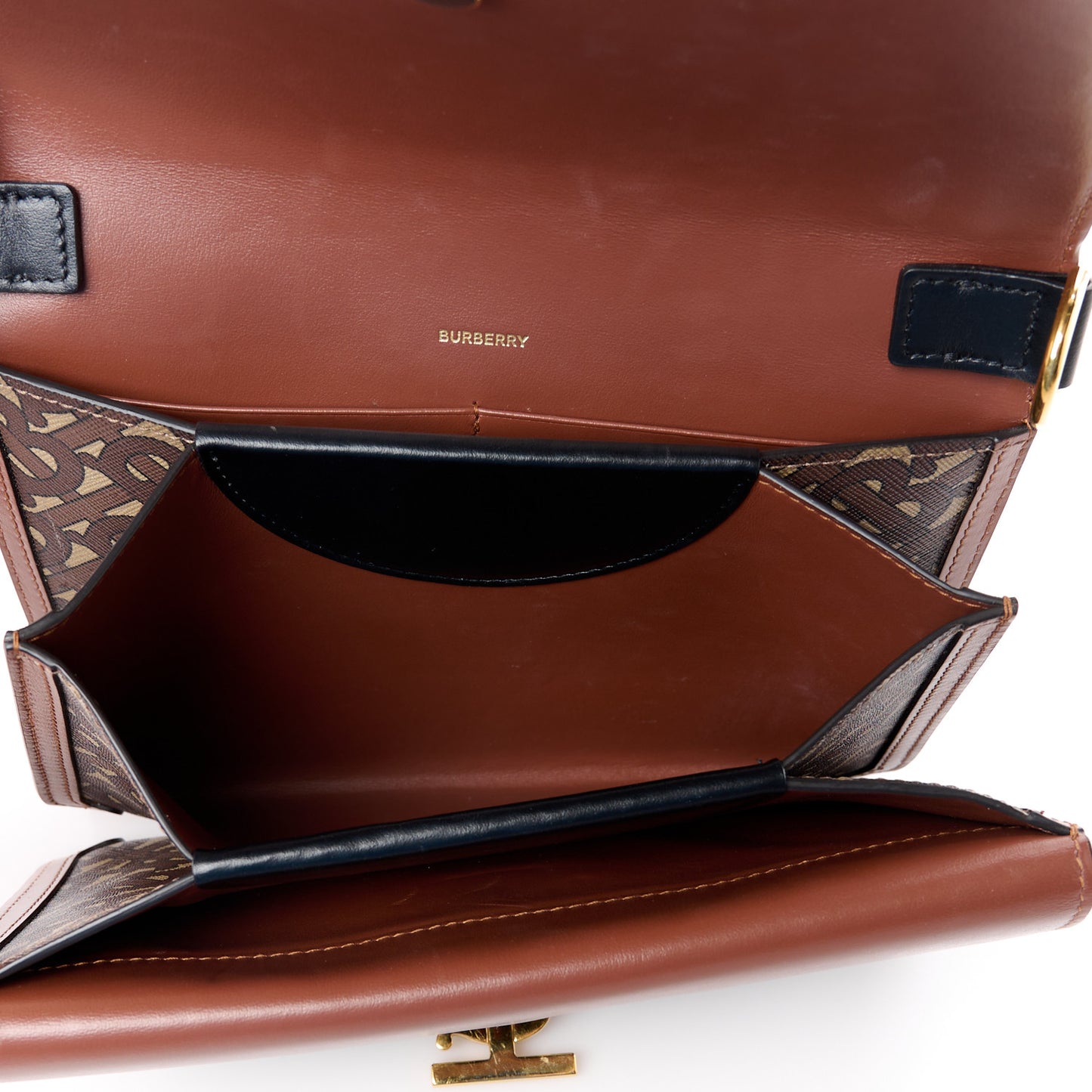 E-Canvas Monogram Stripe Small TB Bag Bridle Brown
