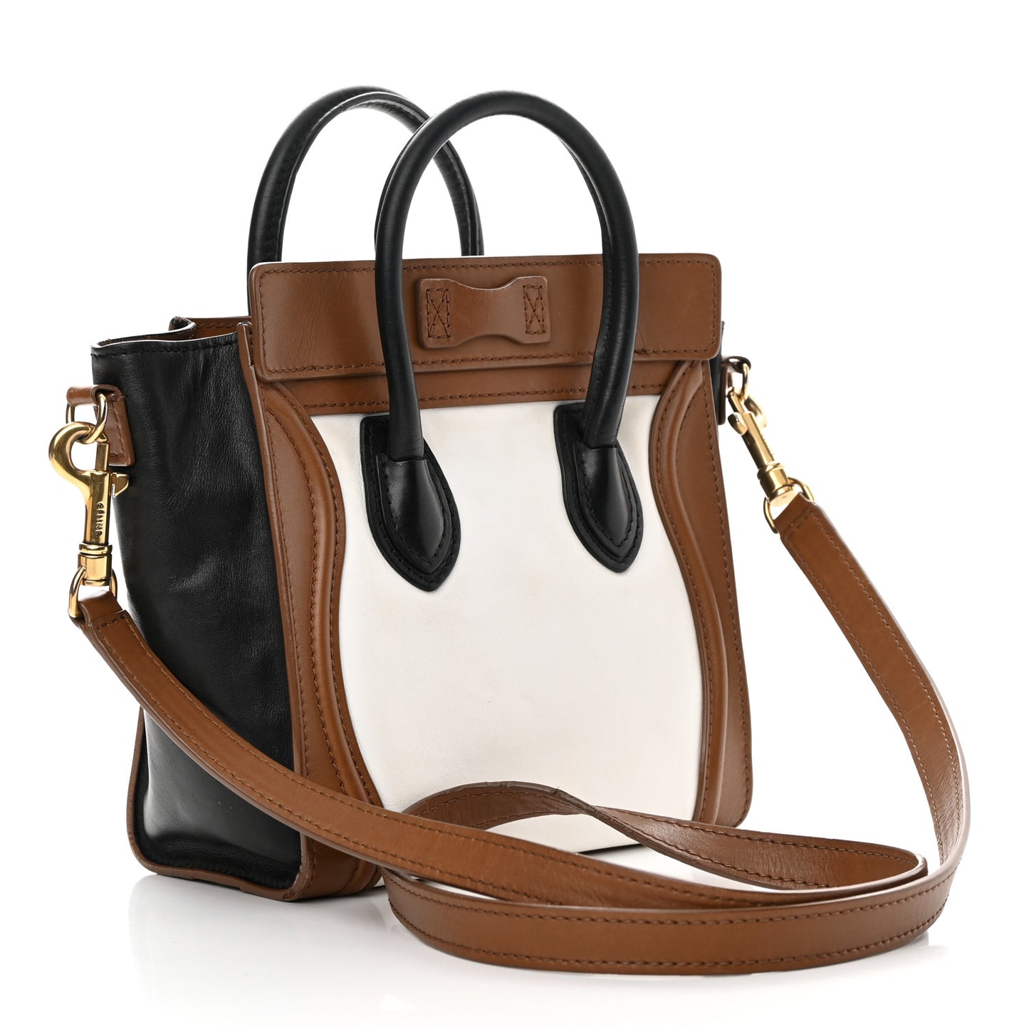 Smooth Calfskin Nano Tri-Color Luggage Brown