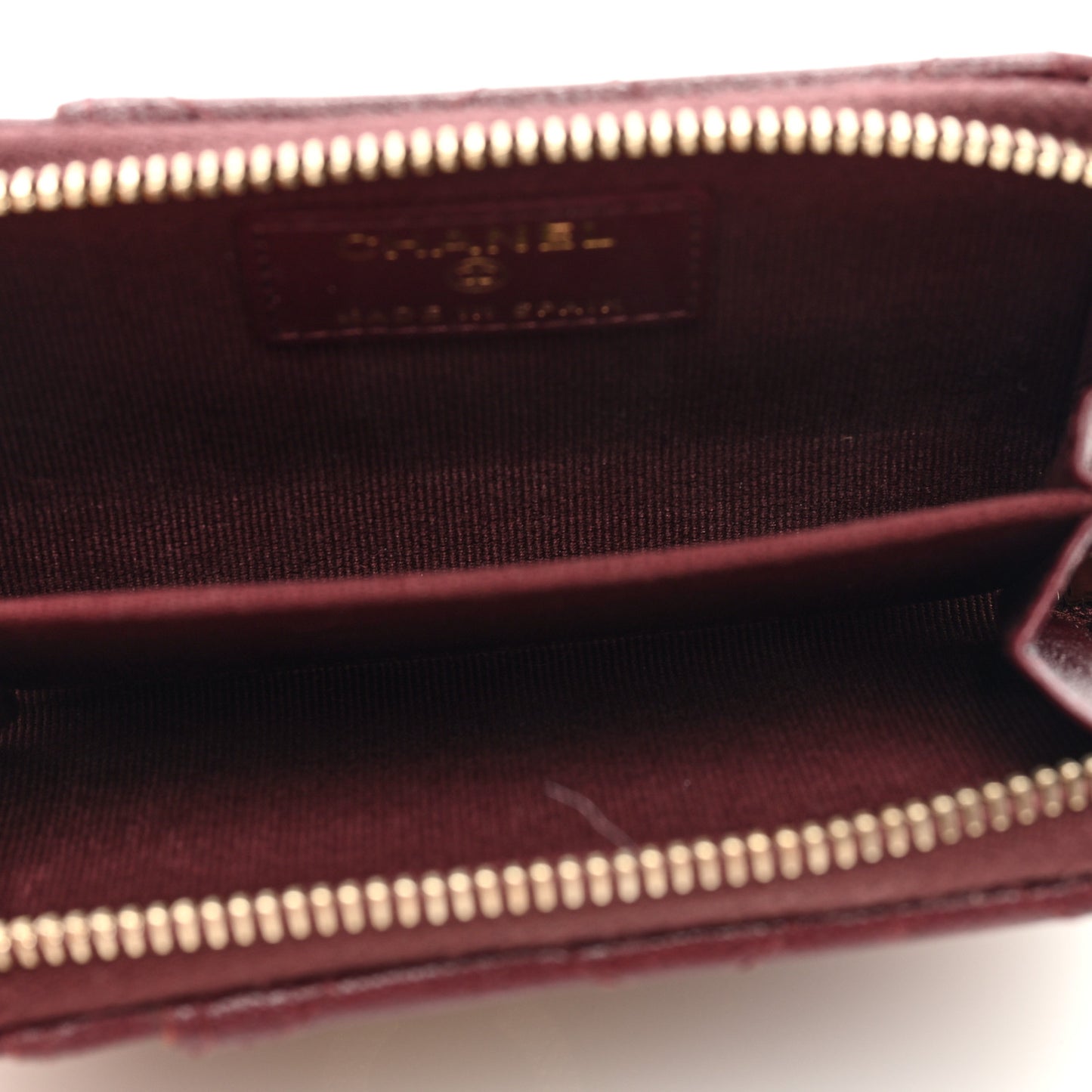 Caviar Quilted Studded CC Zip Card Holder Burgundy