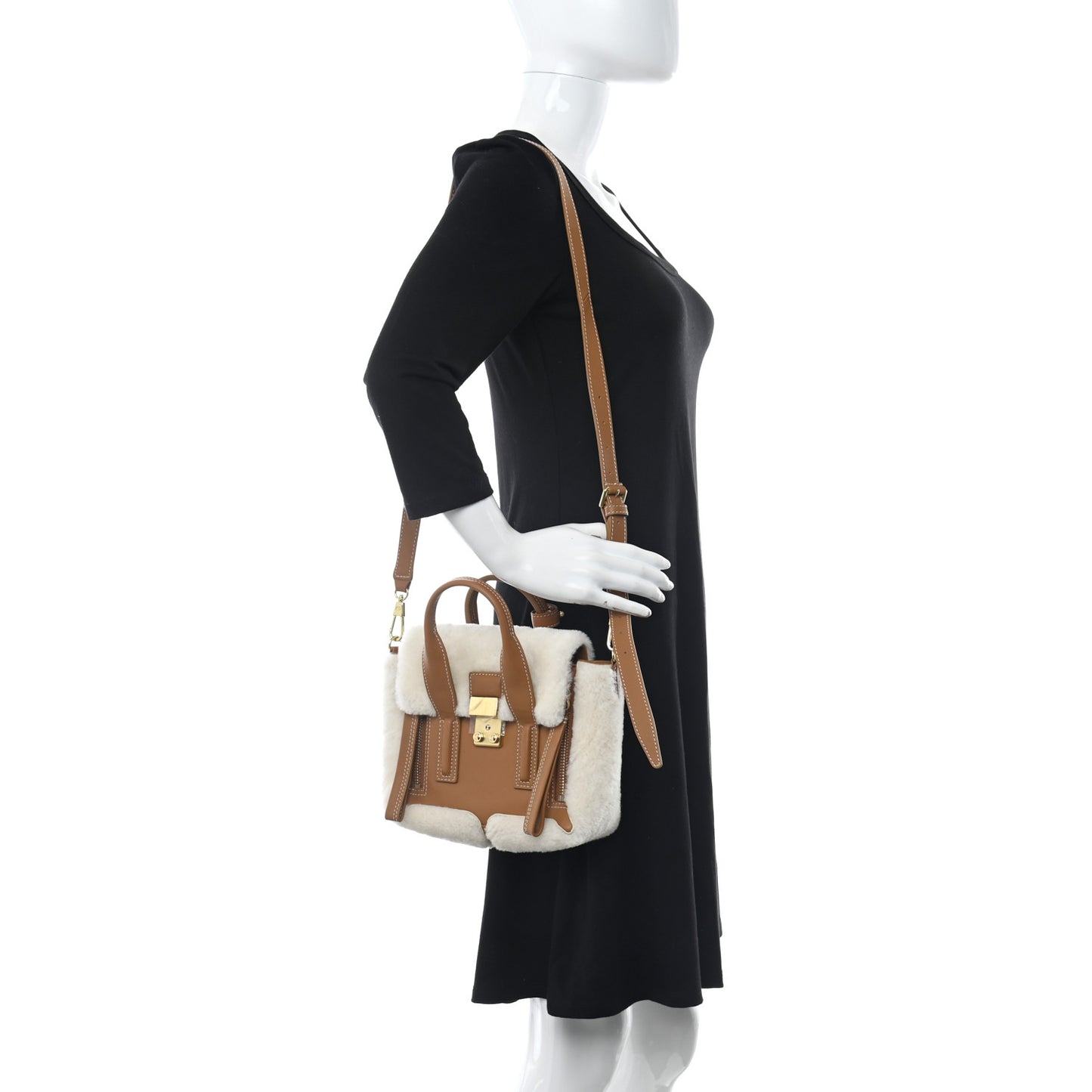 Calfskin Shearling Mini Pashli Satchel Brown