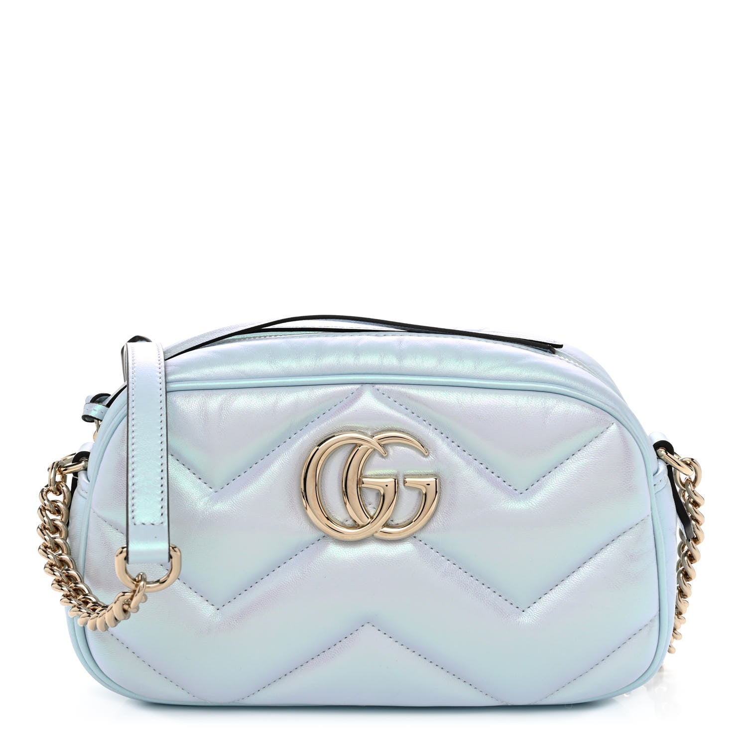 Gucci Iridescent Nappa Chevron Matelasse Small GG Marmont Chain