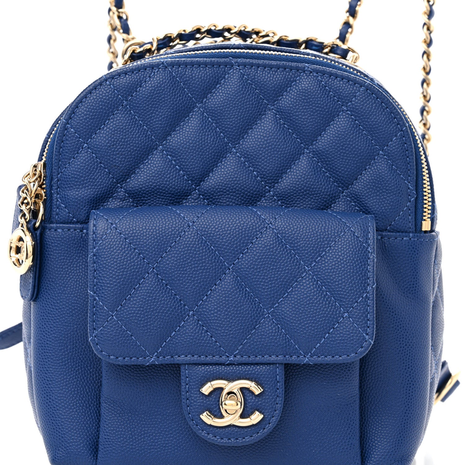 Chanel Caviar Quilted Small CC Day Backpack Blue 8 of 10