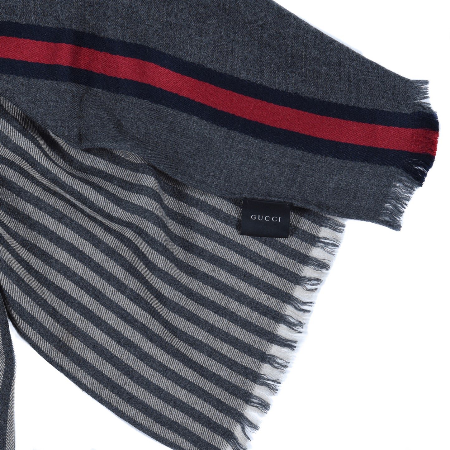 Wool Silk Monogram Web Scarf Grey