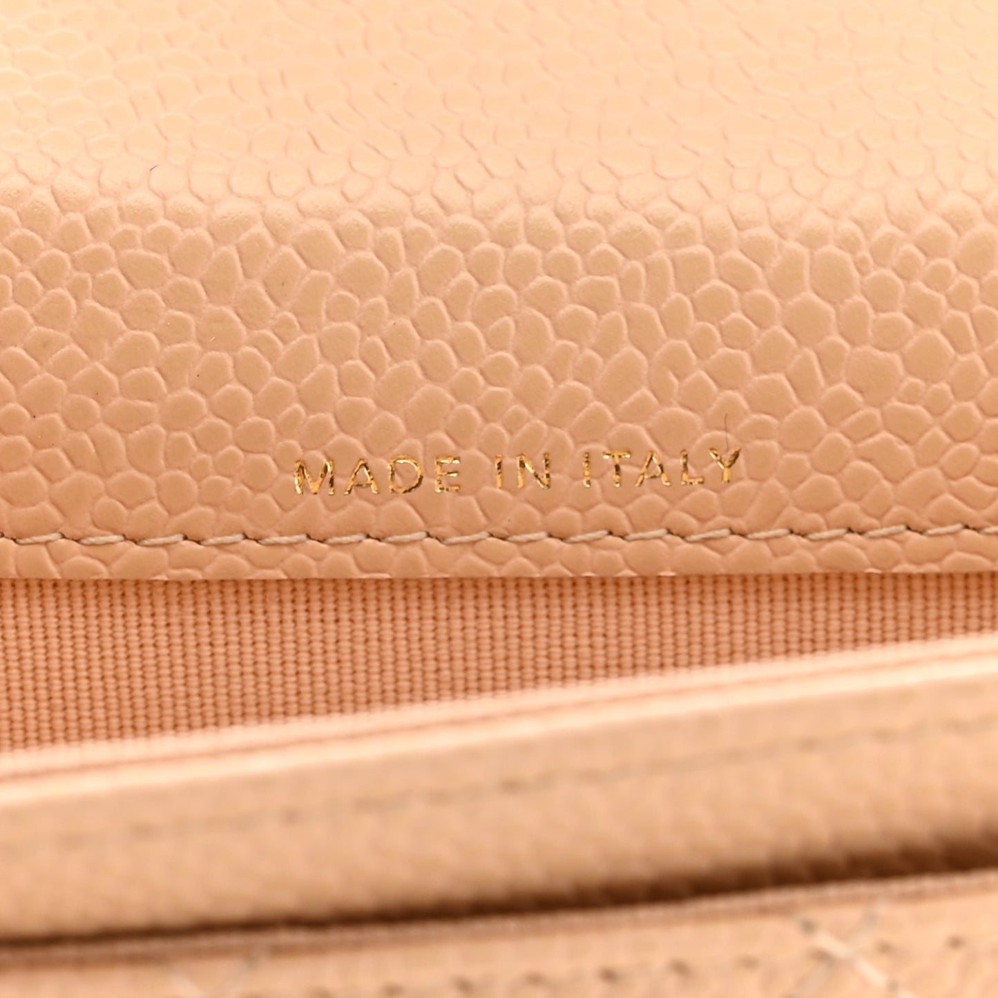 Caviar Quilted Flap Card Holder Wallet Beige