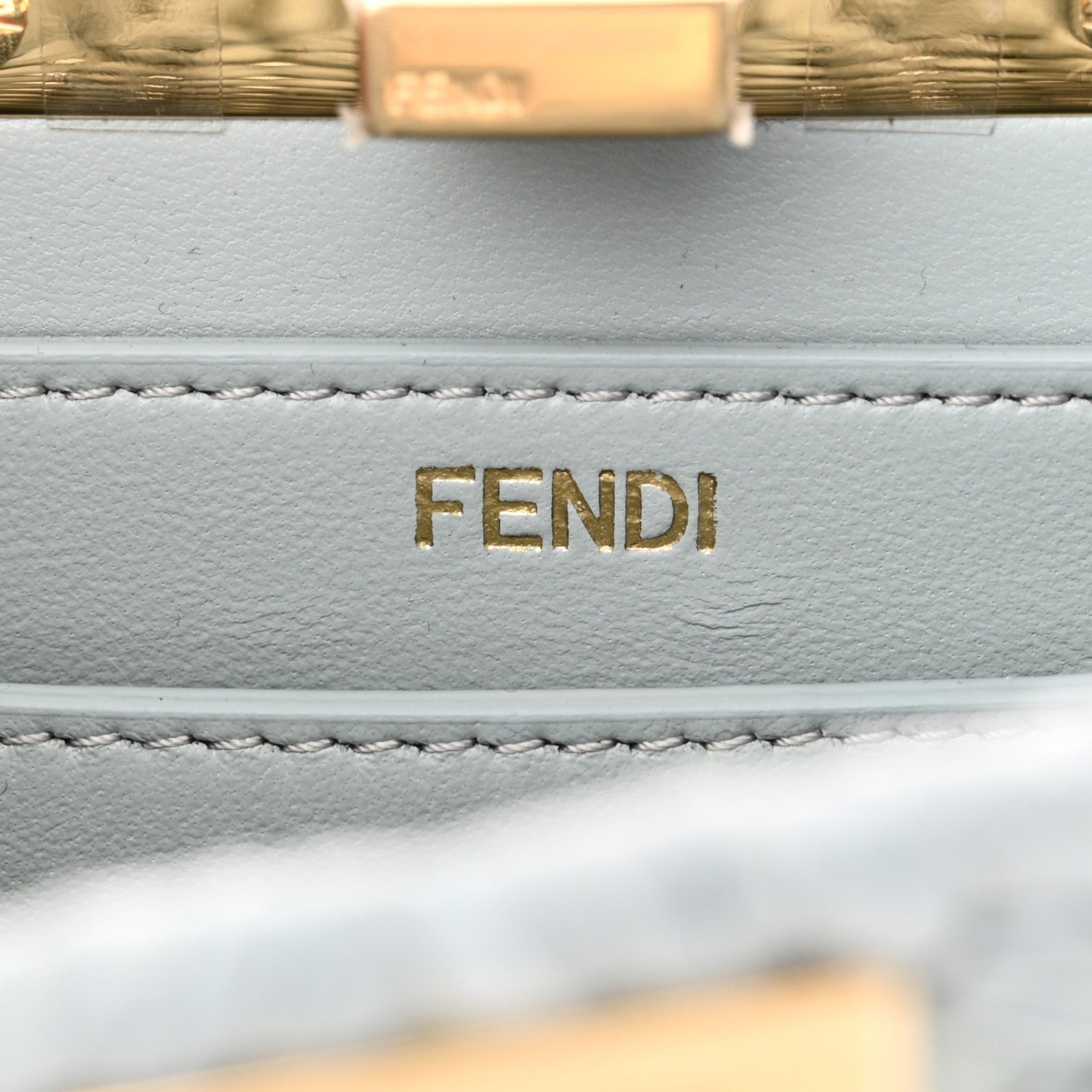 Fendi Paglia Vitello King Nappa Woven Petite Peekaboo I SEE U Satchel Anice 6 of 9