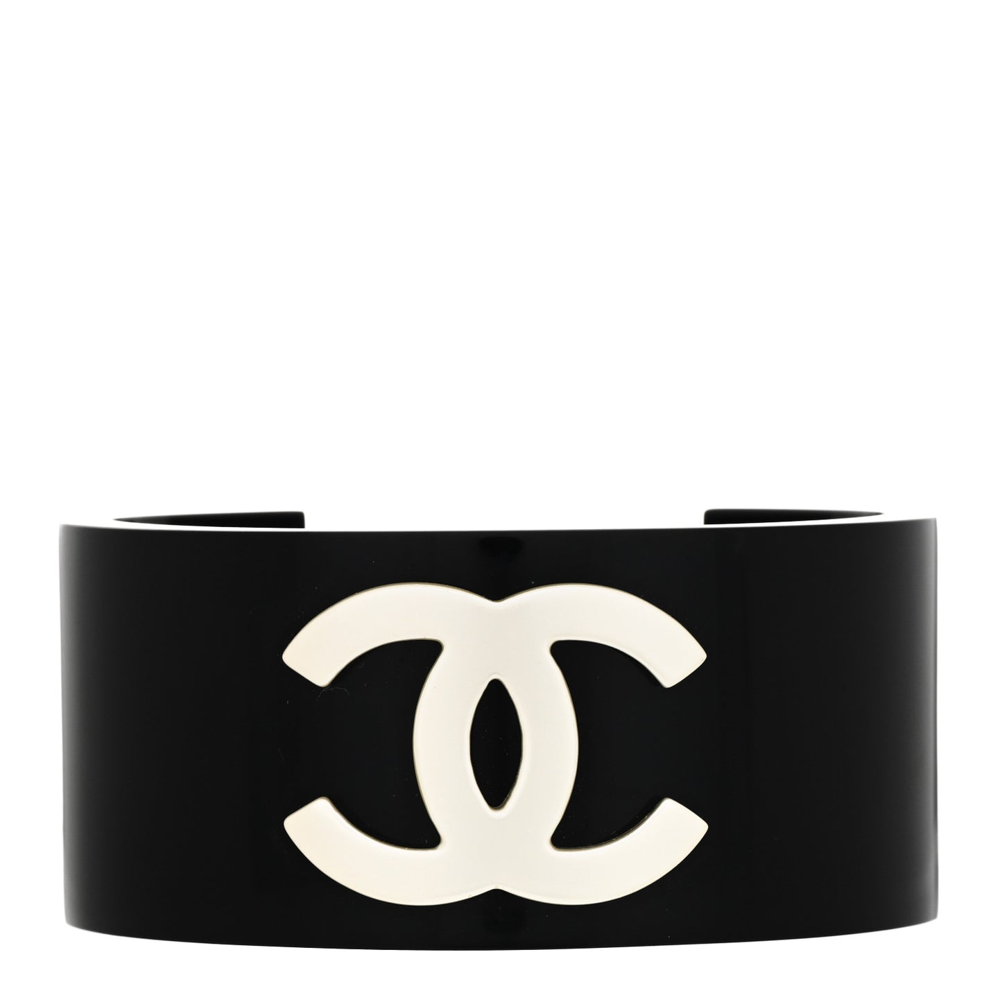 Resin CC Cuff Bracelet Pearly White Black