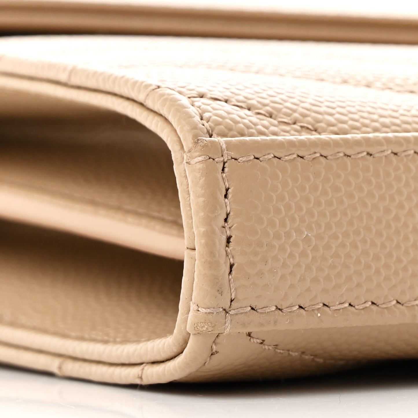 Grain De Poudre Matelasse Chevron Cassandre Chain Wallet Dark Beige