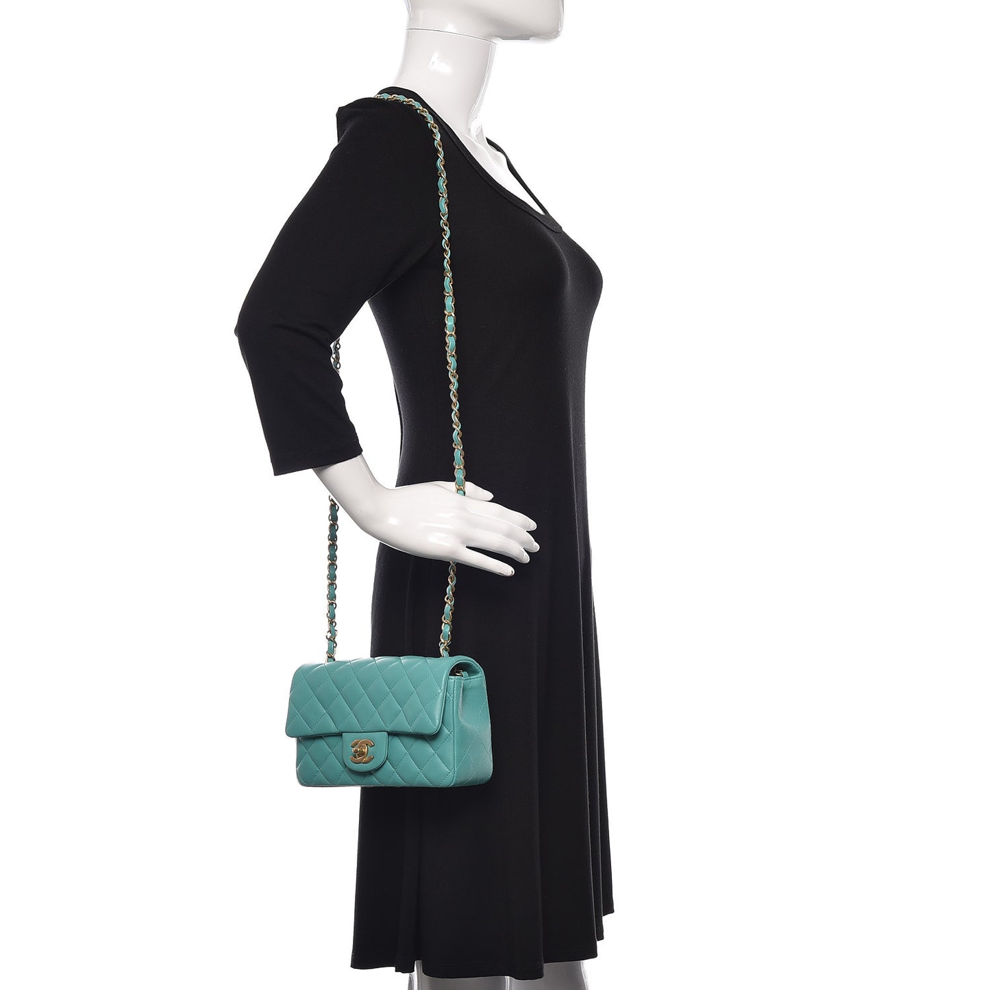 Lambskin Quilted Mini Rectangular Flap Green