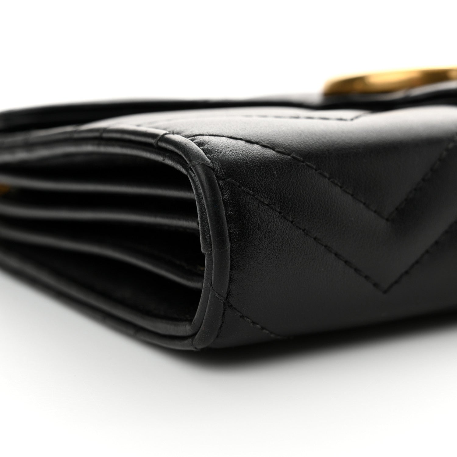 Gucci Calfskin Matelasse GG Marmont Chain Wallet Black 9 of 16