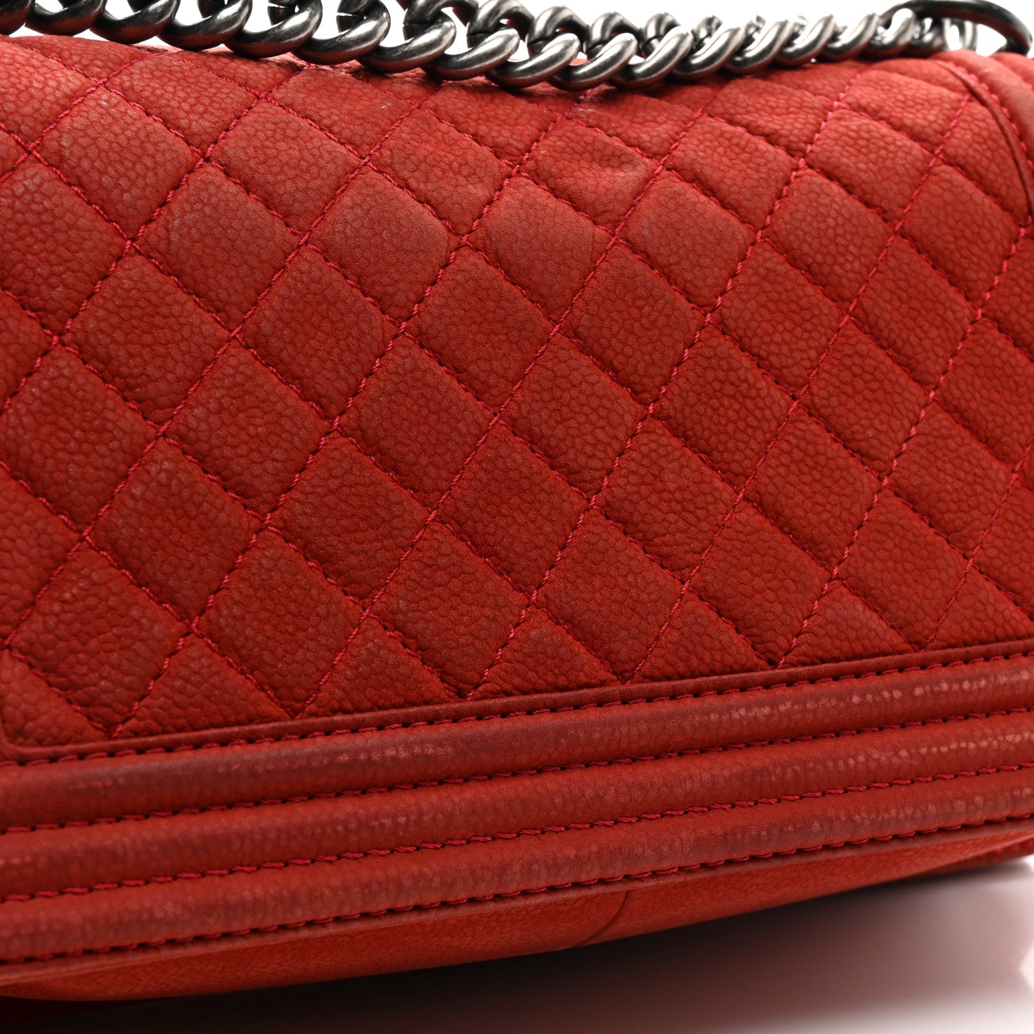 Chanel Iridescent Caviar Quilted Medium Boy Flap Red 12 of 13