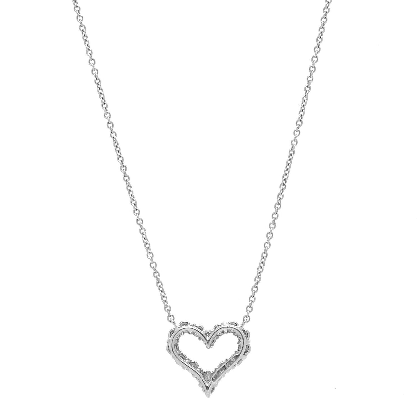 Platinum Diamond Pink Sapphire Mini Heart Pendant Necklace
