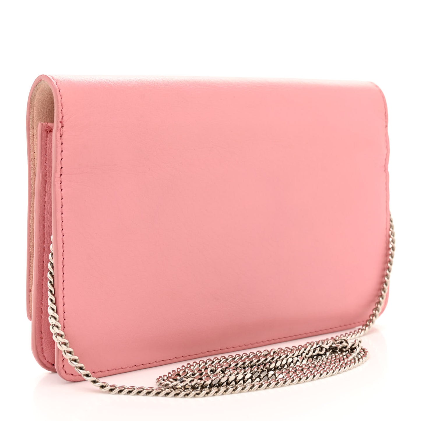 Vitello Flamingo Tube Wallet on Chain Pink