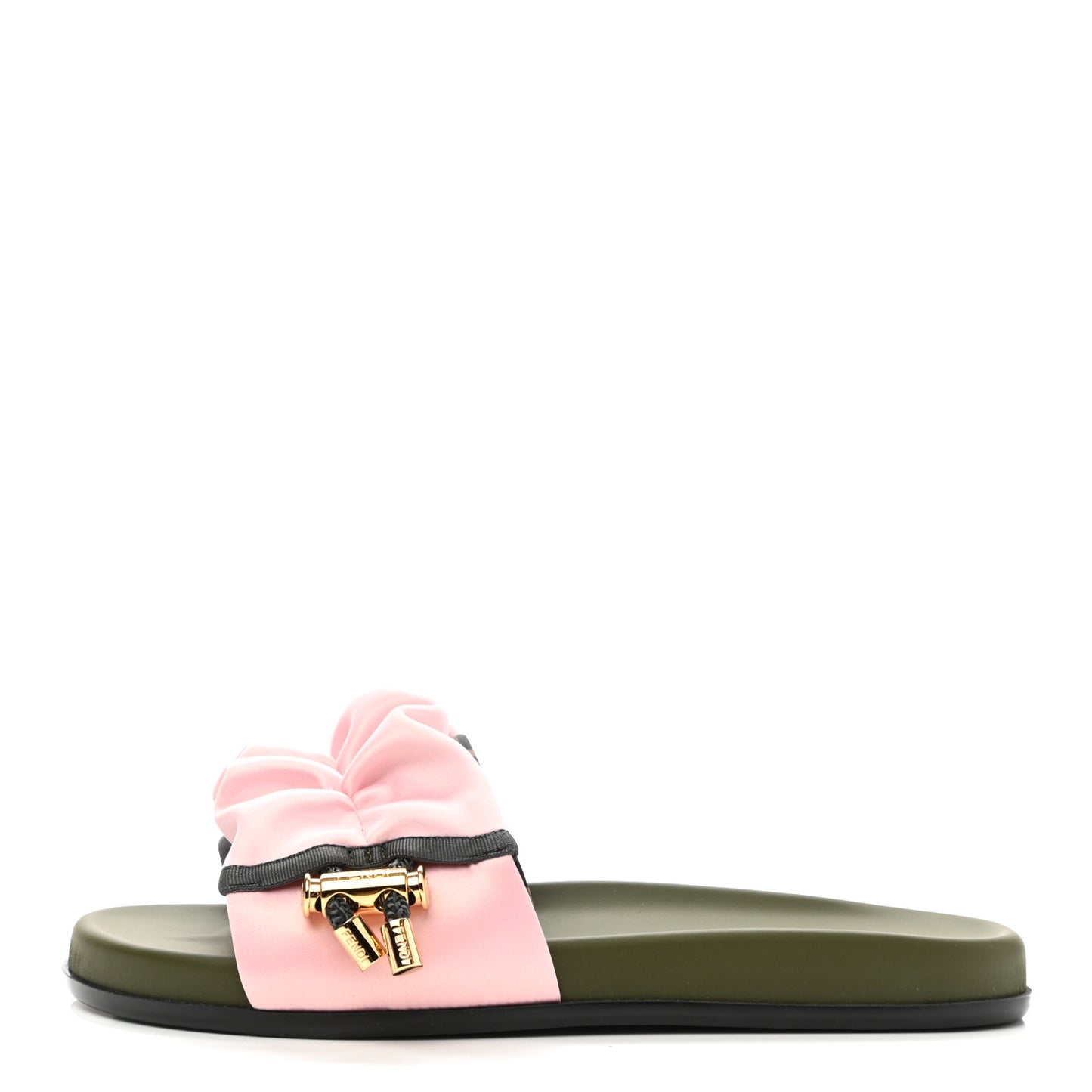 Satin Fendi Feel Slide Sandals 35.5 Pink