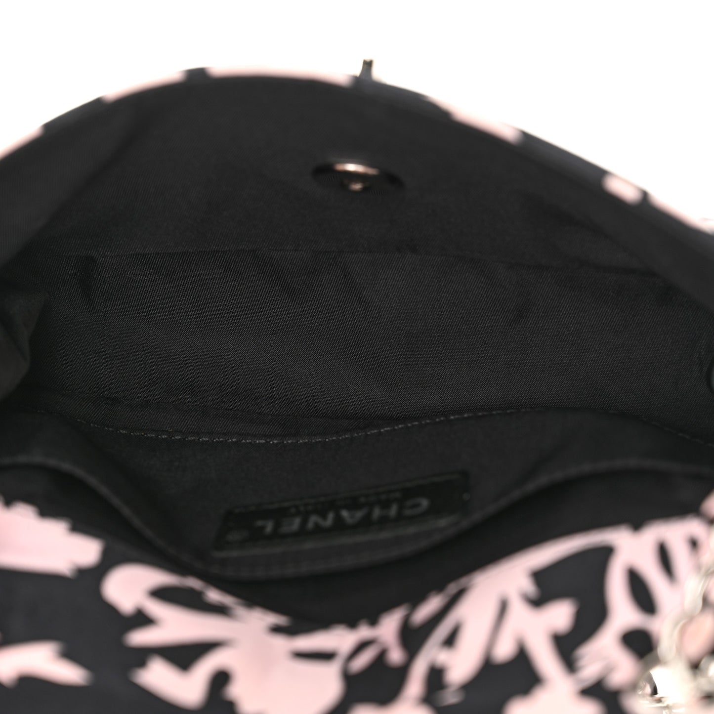 Printed Fabric Mini Rectangular Flap Black Pink