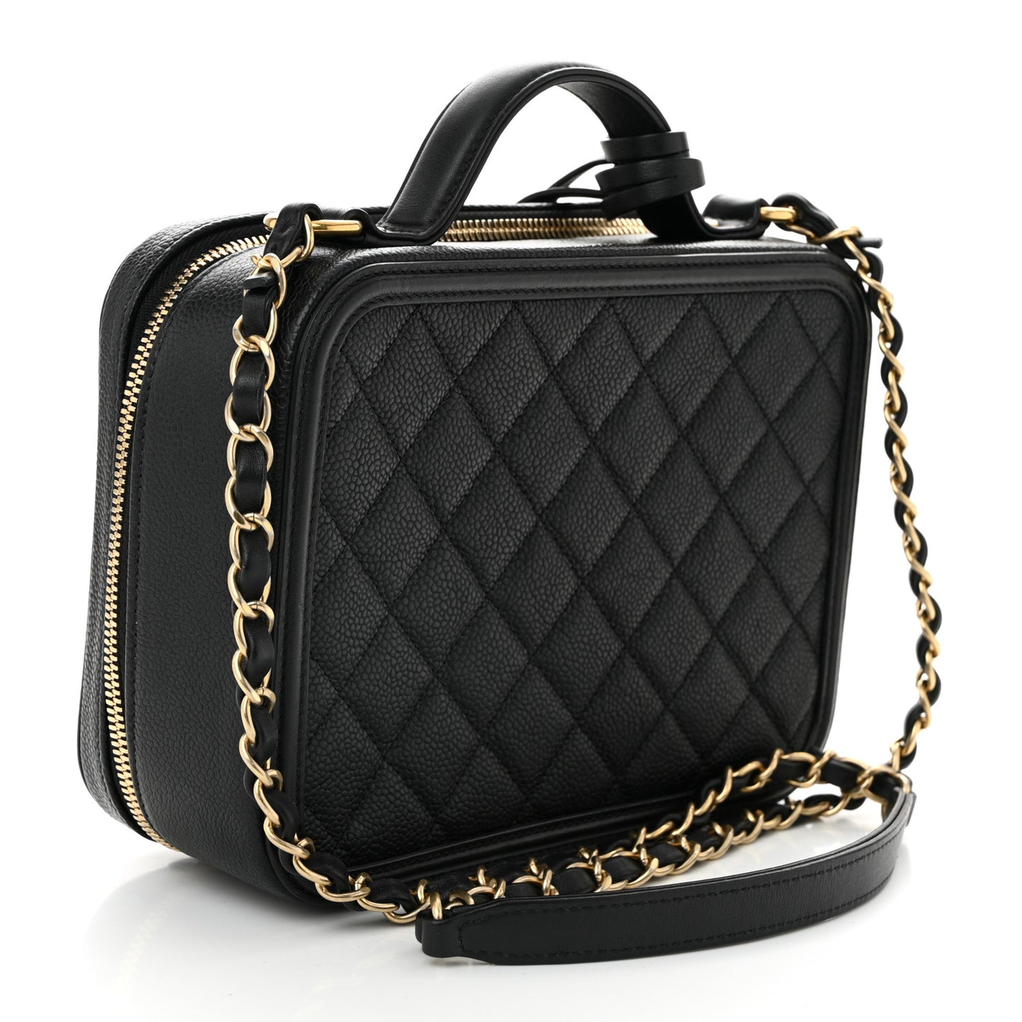 Caviar Quilted Medium CC Filigree Vanity Case Black